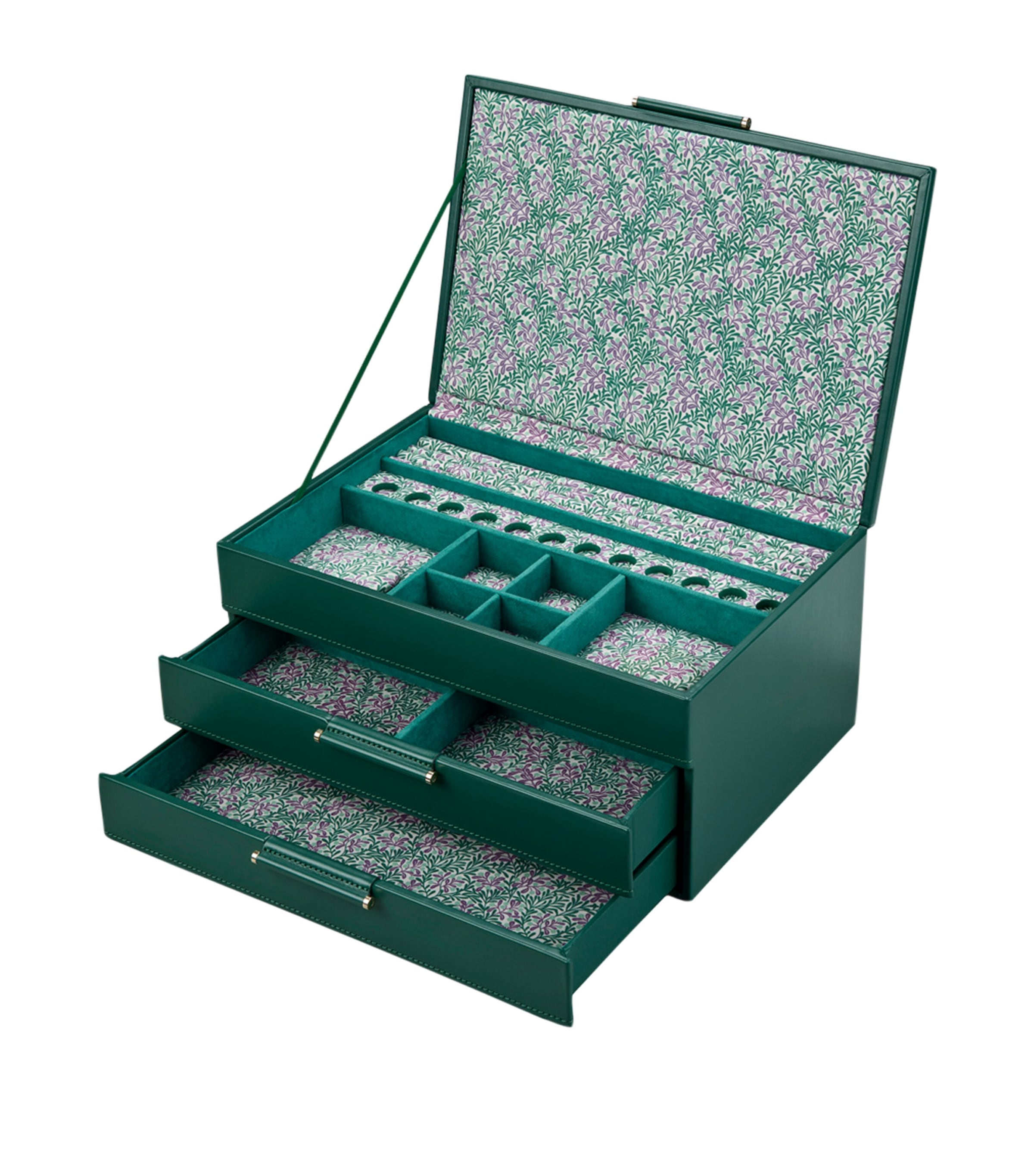 WOLF x Fiona Howard Sophia Multi-Drawer Jewellery Box Frst Grn Frut Boticl Image 3