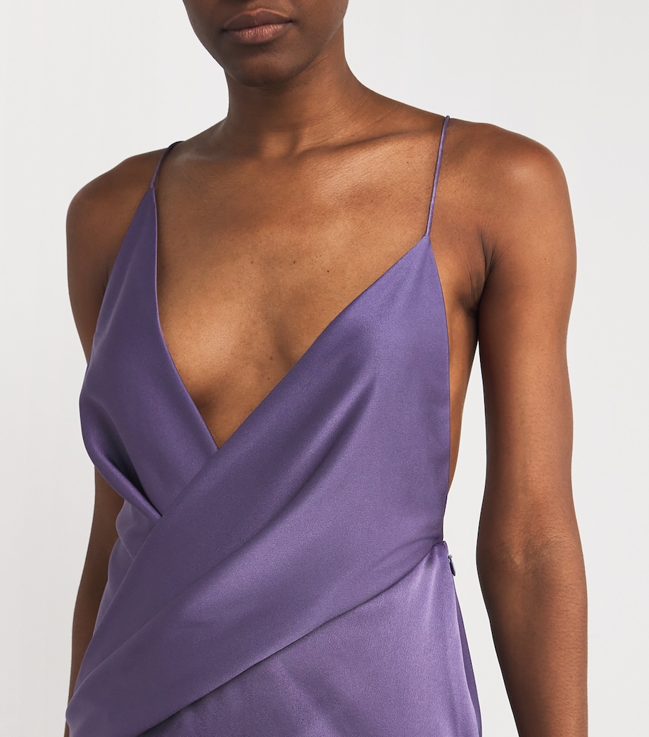 Satin Asymmetric Mini Dress GRAPE Image 6