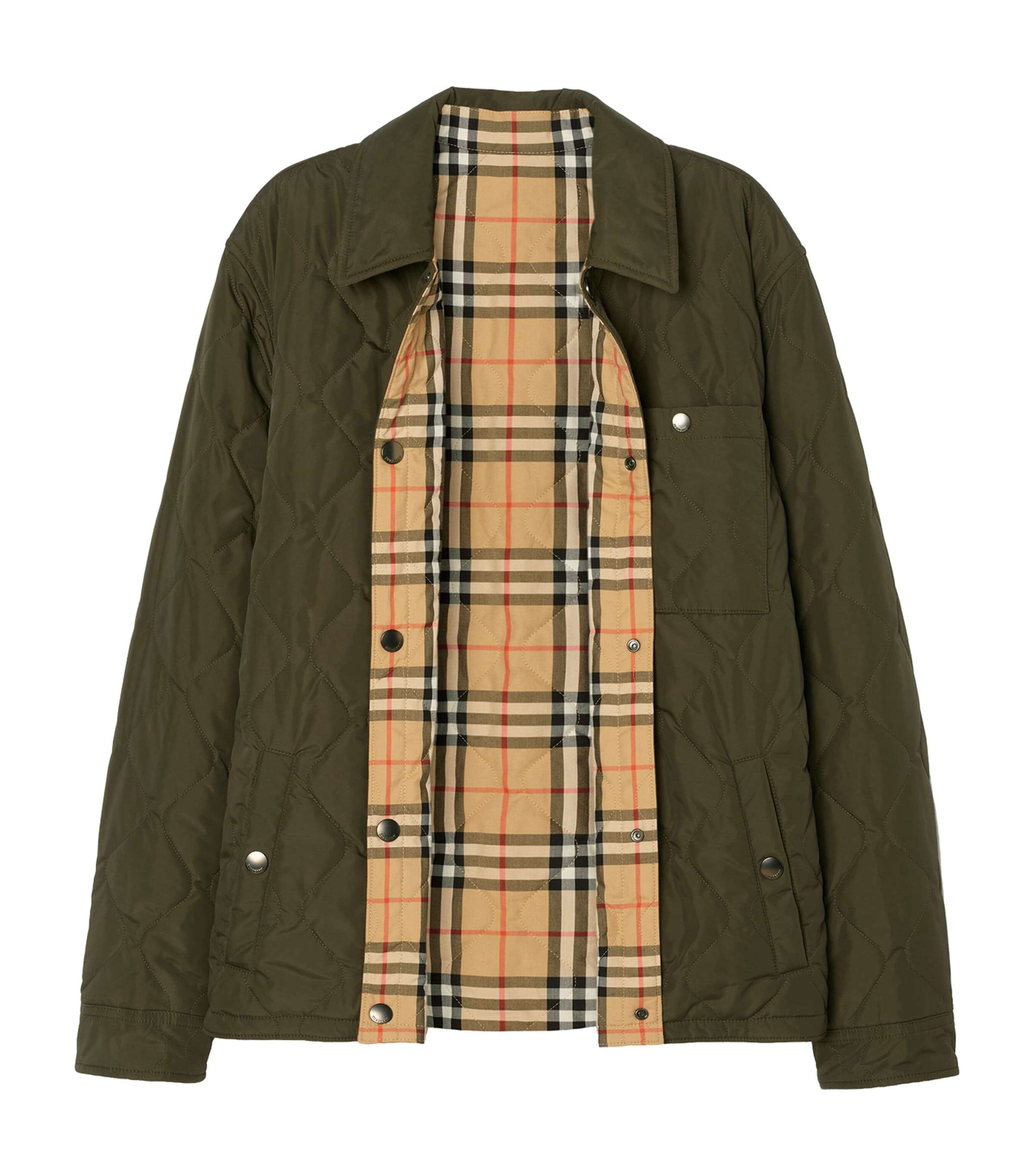 Burberry Mens Reversible Quilted Overshirt Jacket Shale Image 5