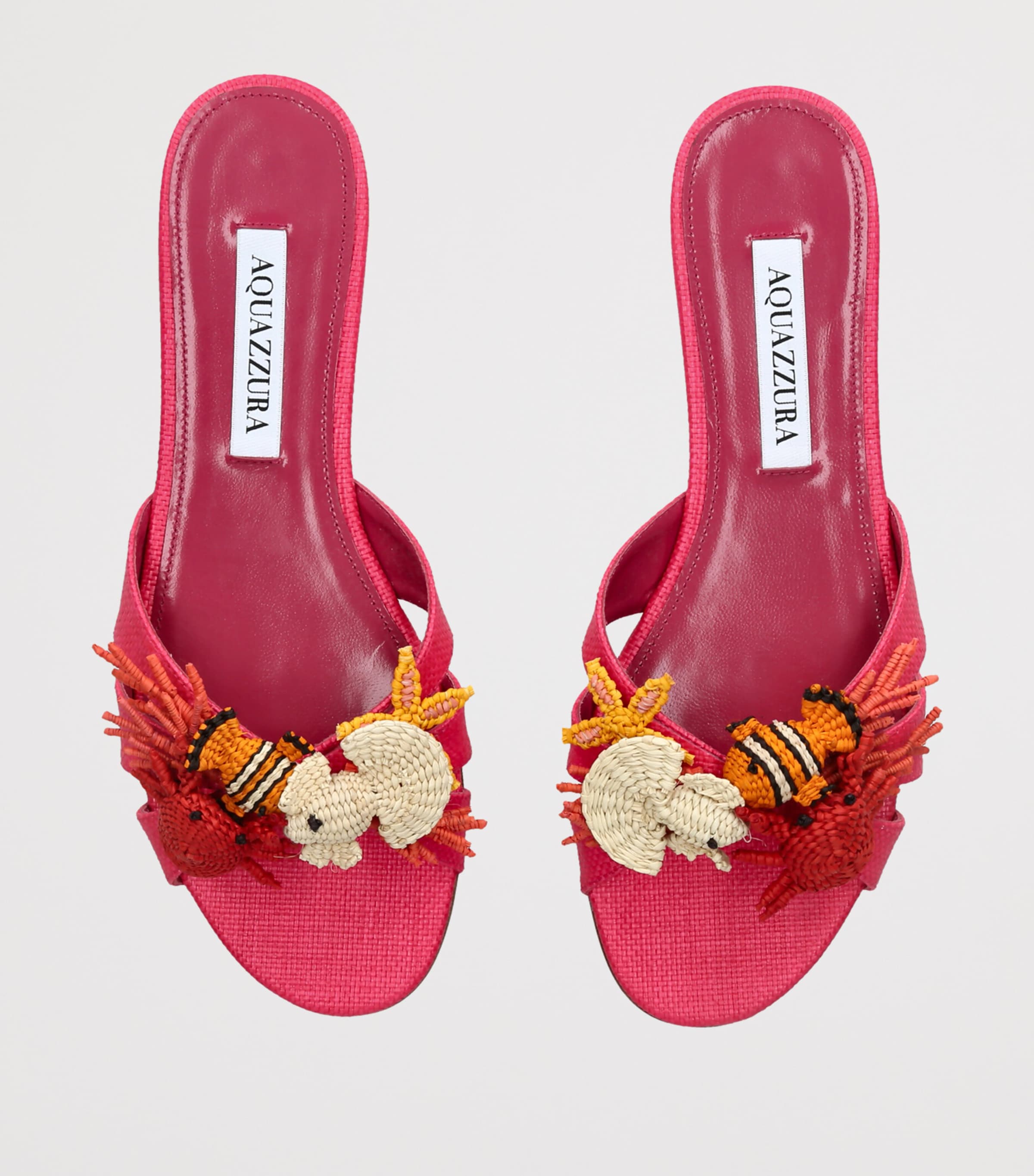 Aquazzura Raffia Marea Mules Pink Image 4