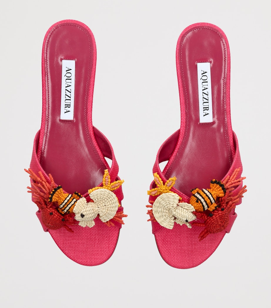 Aquazzura Raffia Marea Mules Pink Image 4
