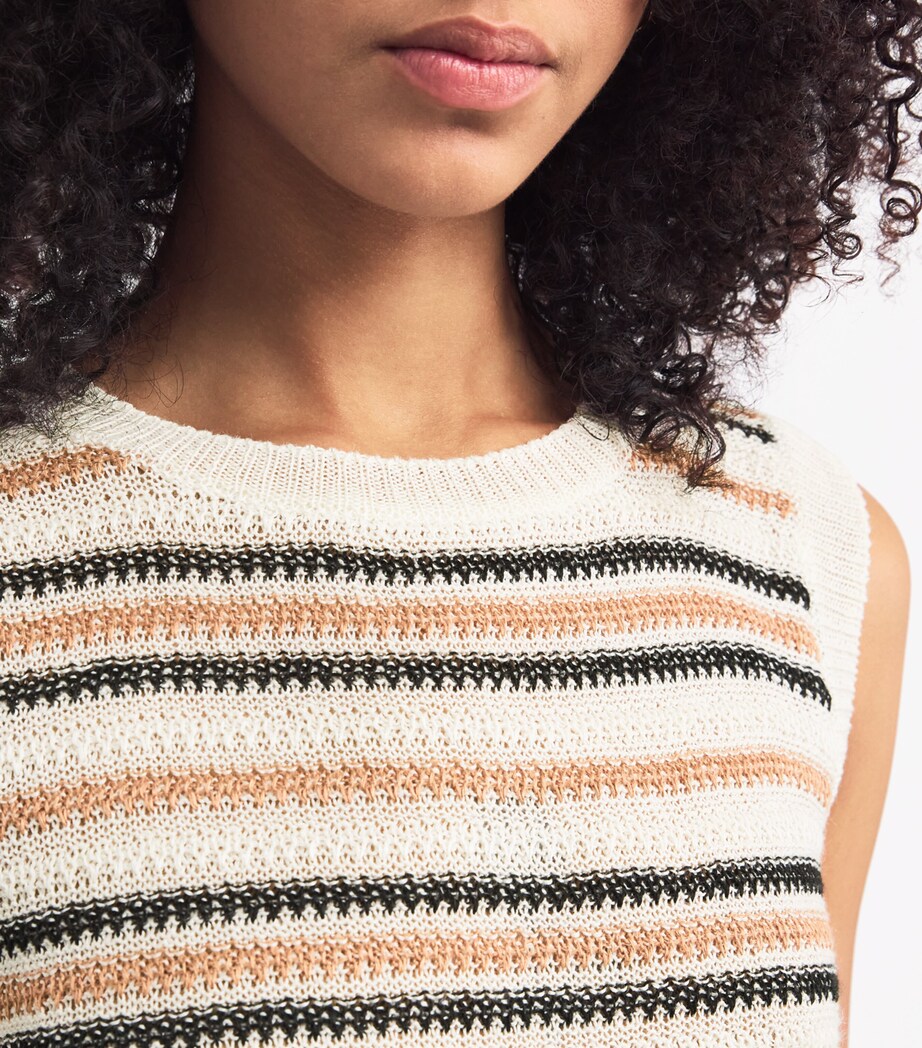 Linen Striped Sweater Vest DESERT Image 6