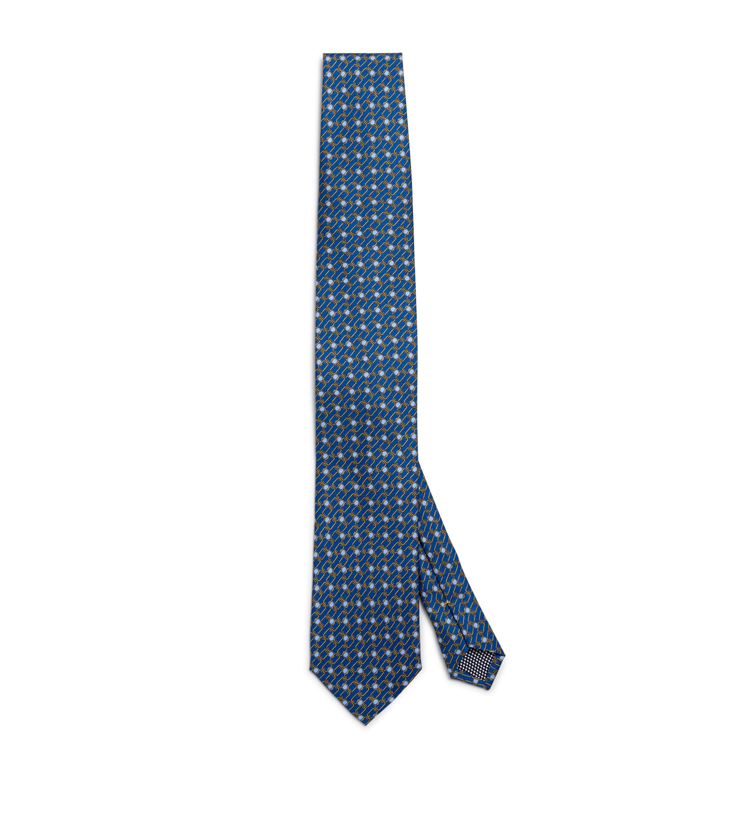 Eton Silk Chain Print Tie In Blue