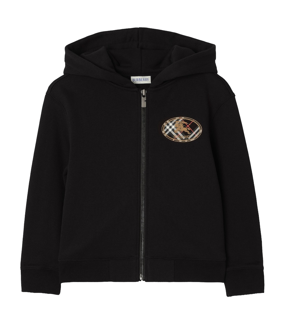 Burberry Kids Cotton Knight Stamp Hoodie (4-12 Years) Black Image 1