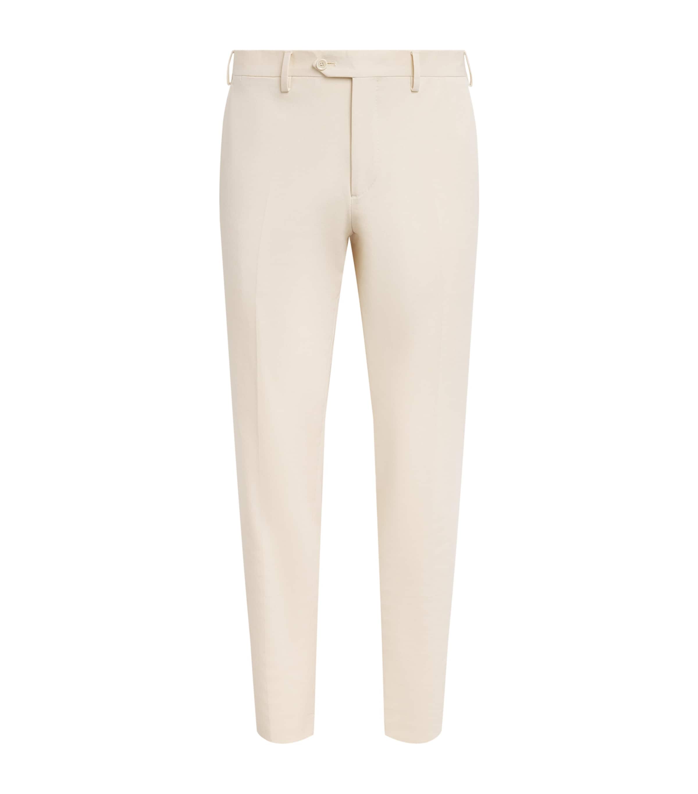 Lardini Mens Stretch-Cotton Twill Chinos Cream Image 1