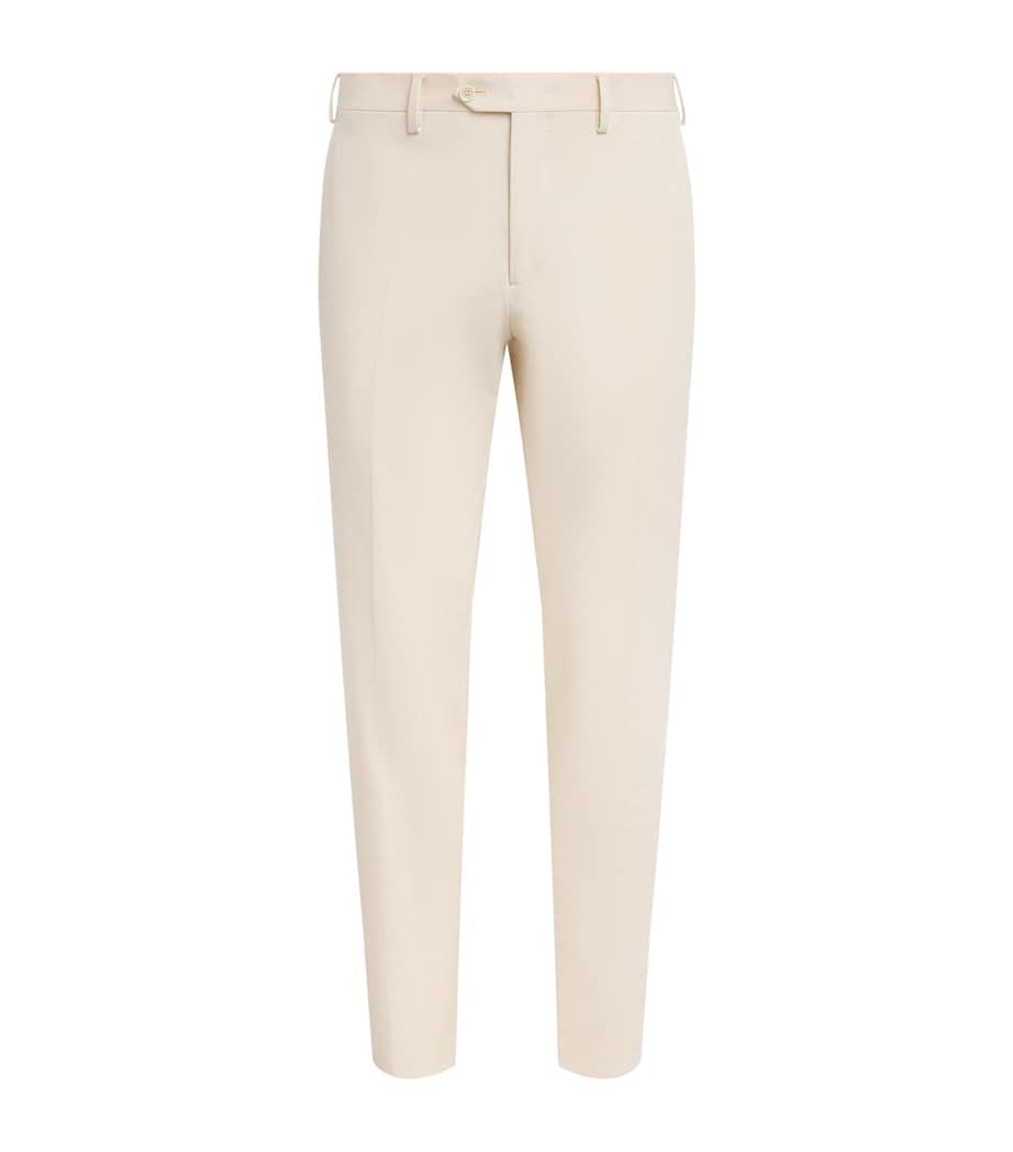 Lardini Mens Stretch-Cotton Twill Chinos Cream Image 1