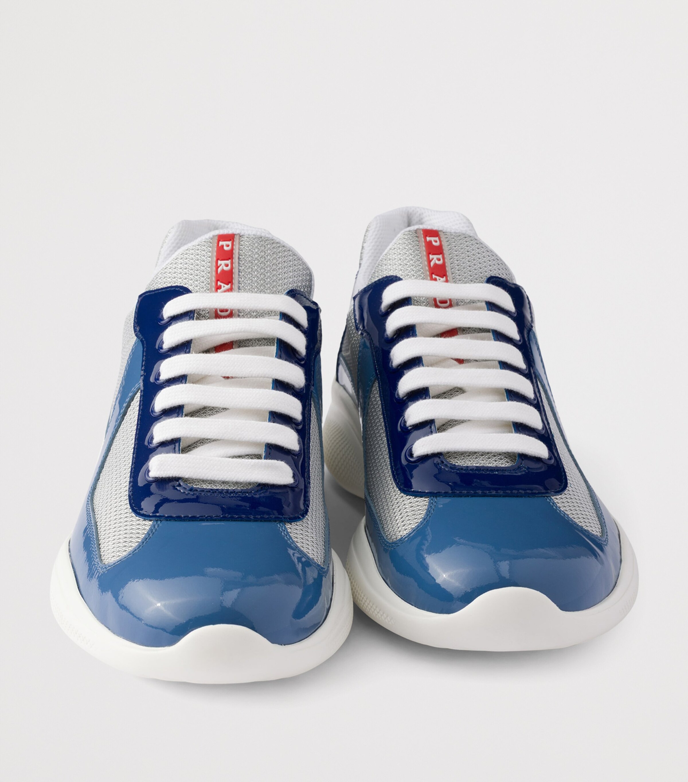 Prada Patent Leather-Mesh America's Cup Sneakers Blue Image 5