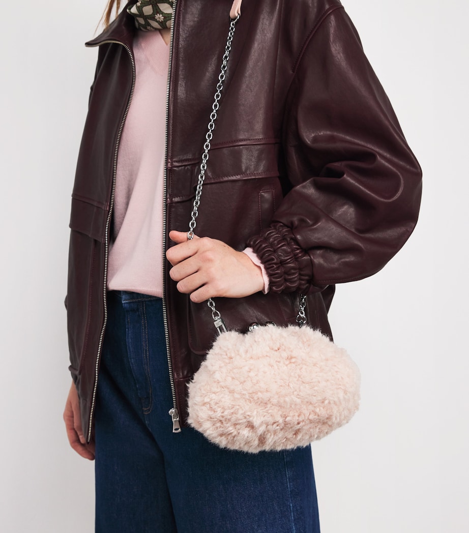 Small Faux Fur Pasticcino Clutch Bag PINK Image 5
