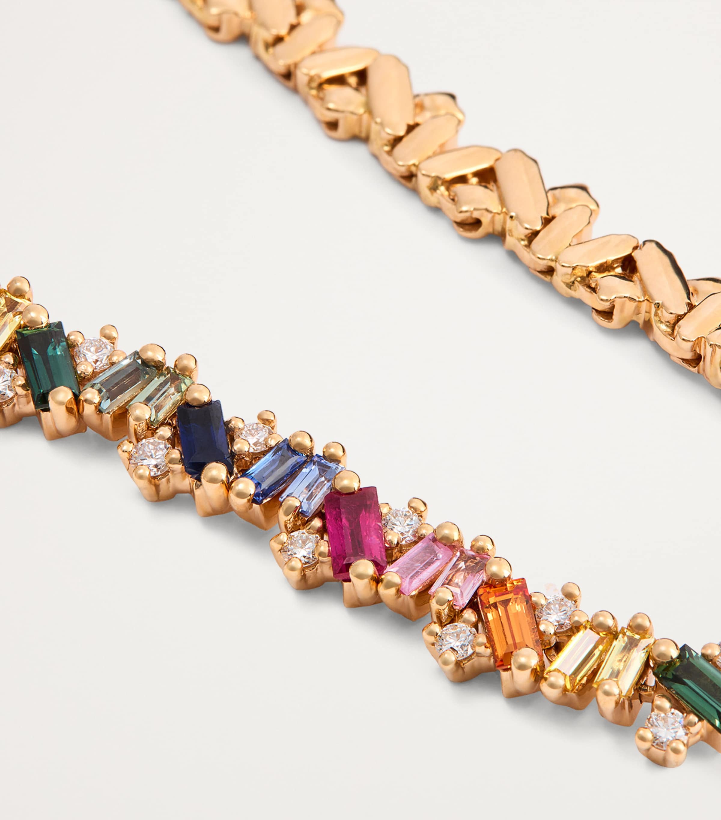 Rose Gold, Rainbow Sapphire and Diamond Frenzy Tennis Necklace 18K RG/RS Image 5