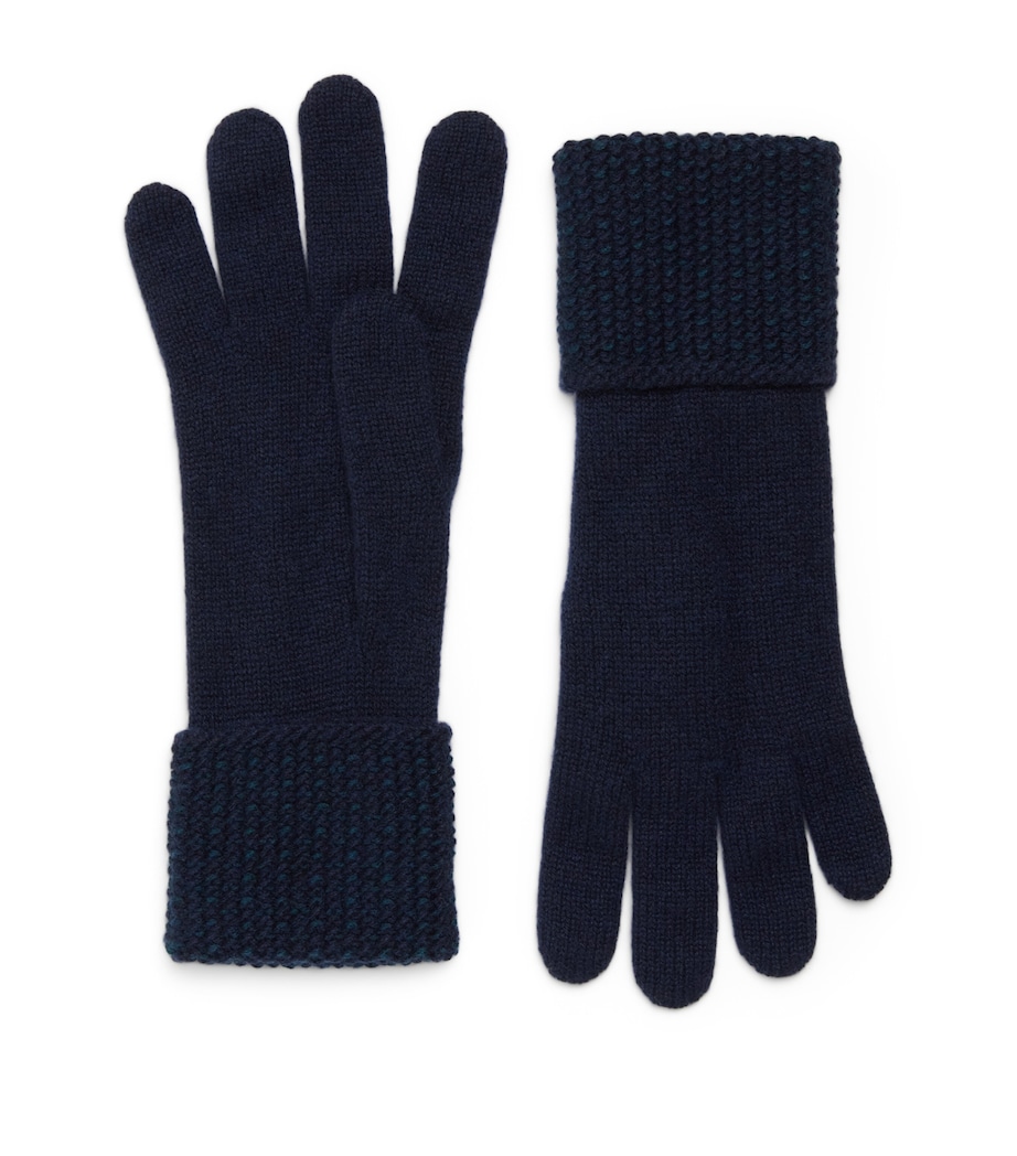 Cashmere Seed-Stitch Cuff Gloves Q25307 NAVY/ GREEN Image 1