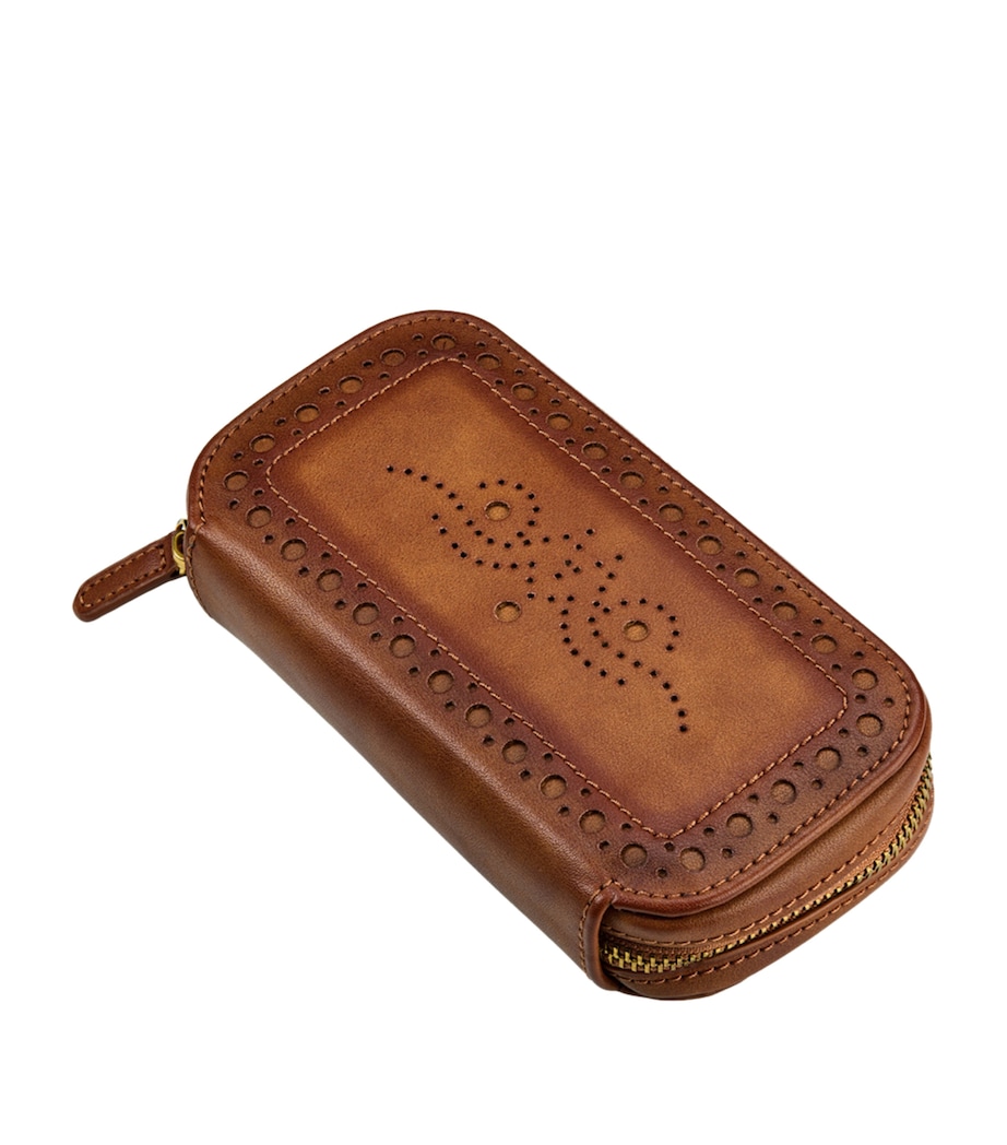 WOLF Brogue Zipped Watch Case Burnished Brown Image 2