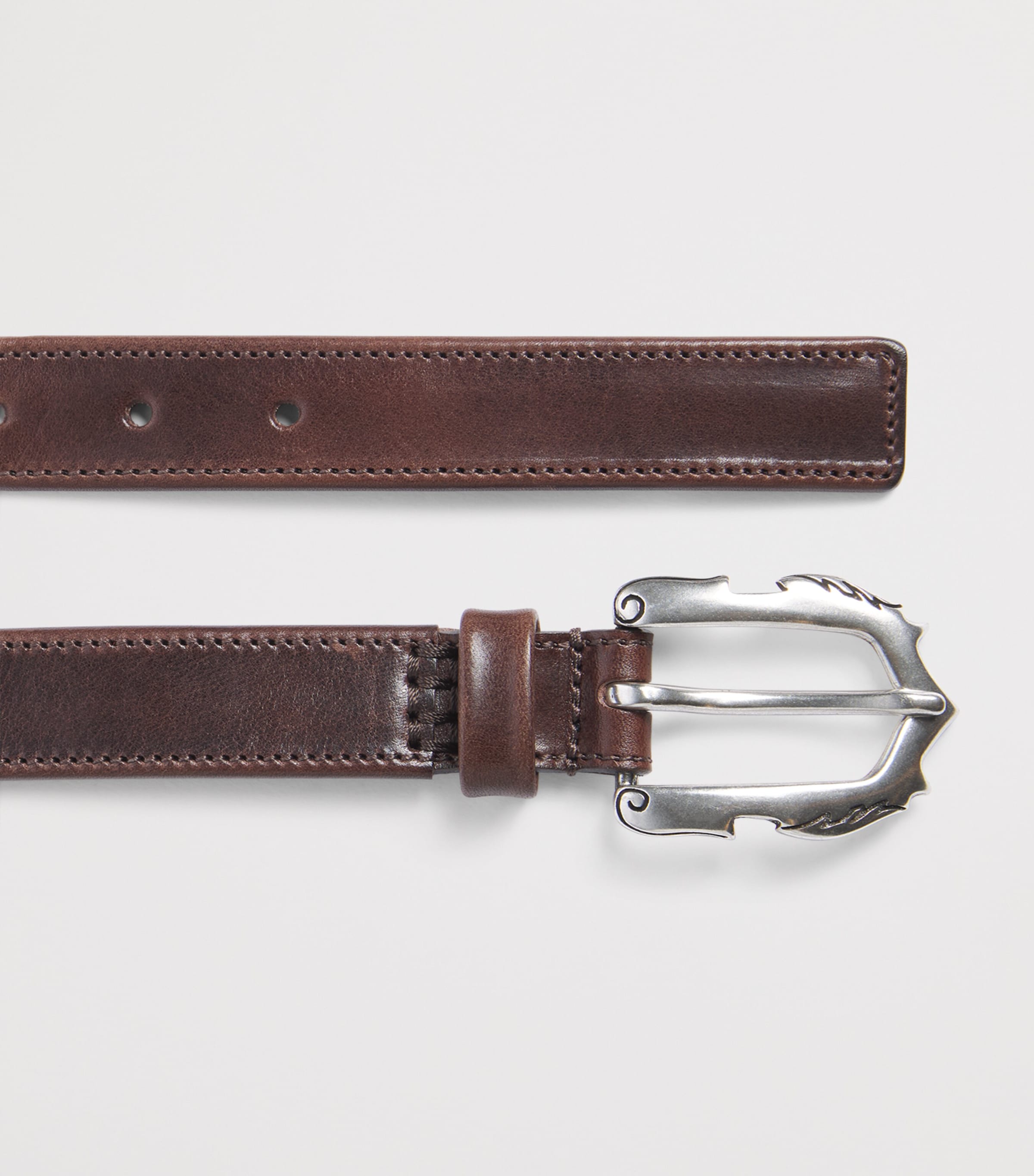 Molebo Leather Engraved Western Belt Brown Leather Image 3