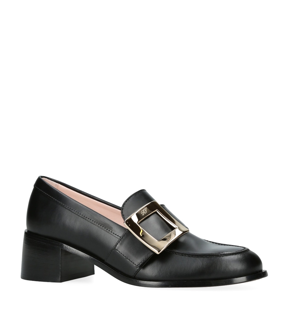 Roger Vivier Viv' Rangers Buckle Heeled Loafers 55 Black Image 3