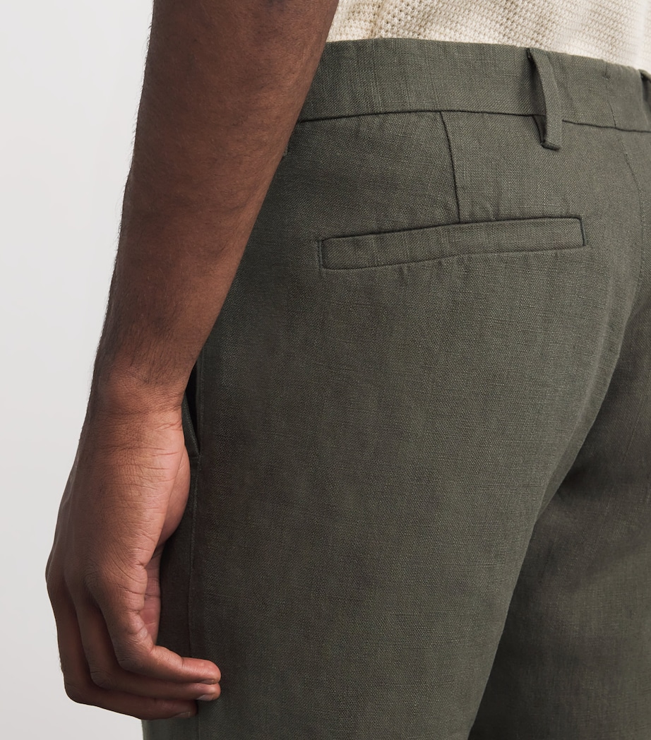 Linen Theo Slim Trousers CROC GREEN 374 Image 6