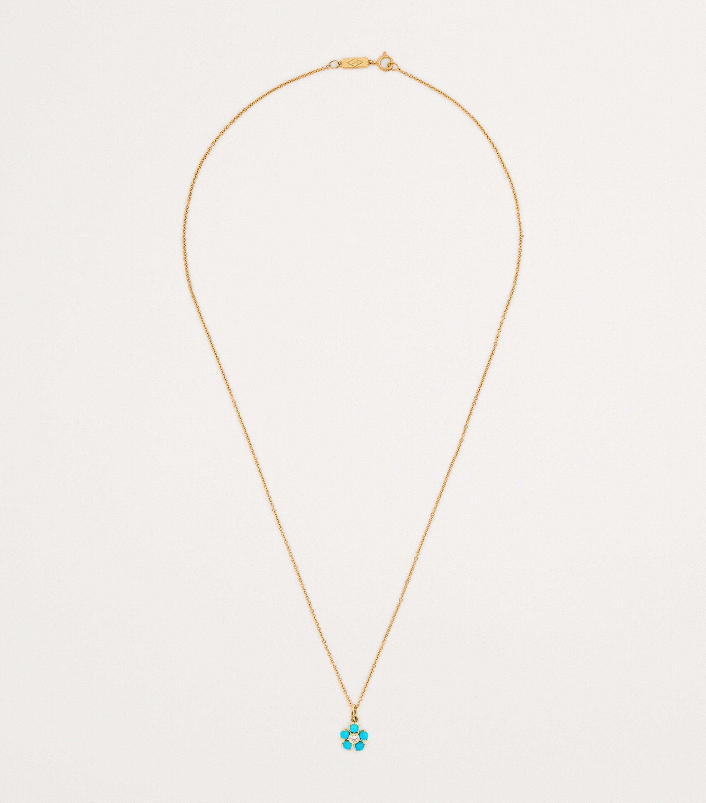 Jennifer Meyer Large Yellow Gold, Turquoise and Diamond Flower Necklace Yellow Gold Image 3