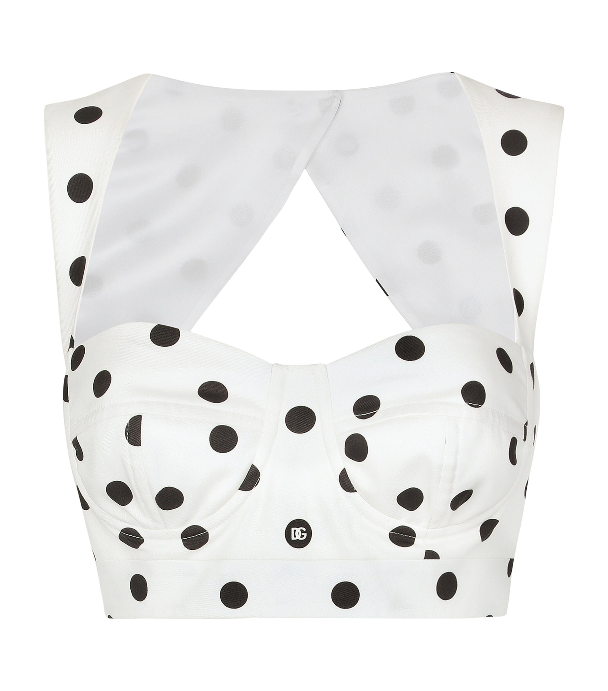 Dolce & Gabbana Polka-dot Cotton-blend Drill Crop Top