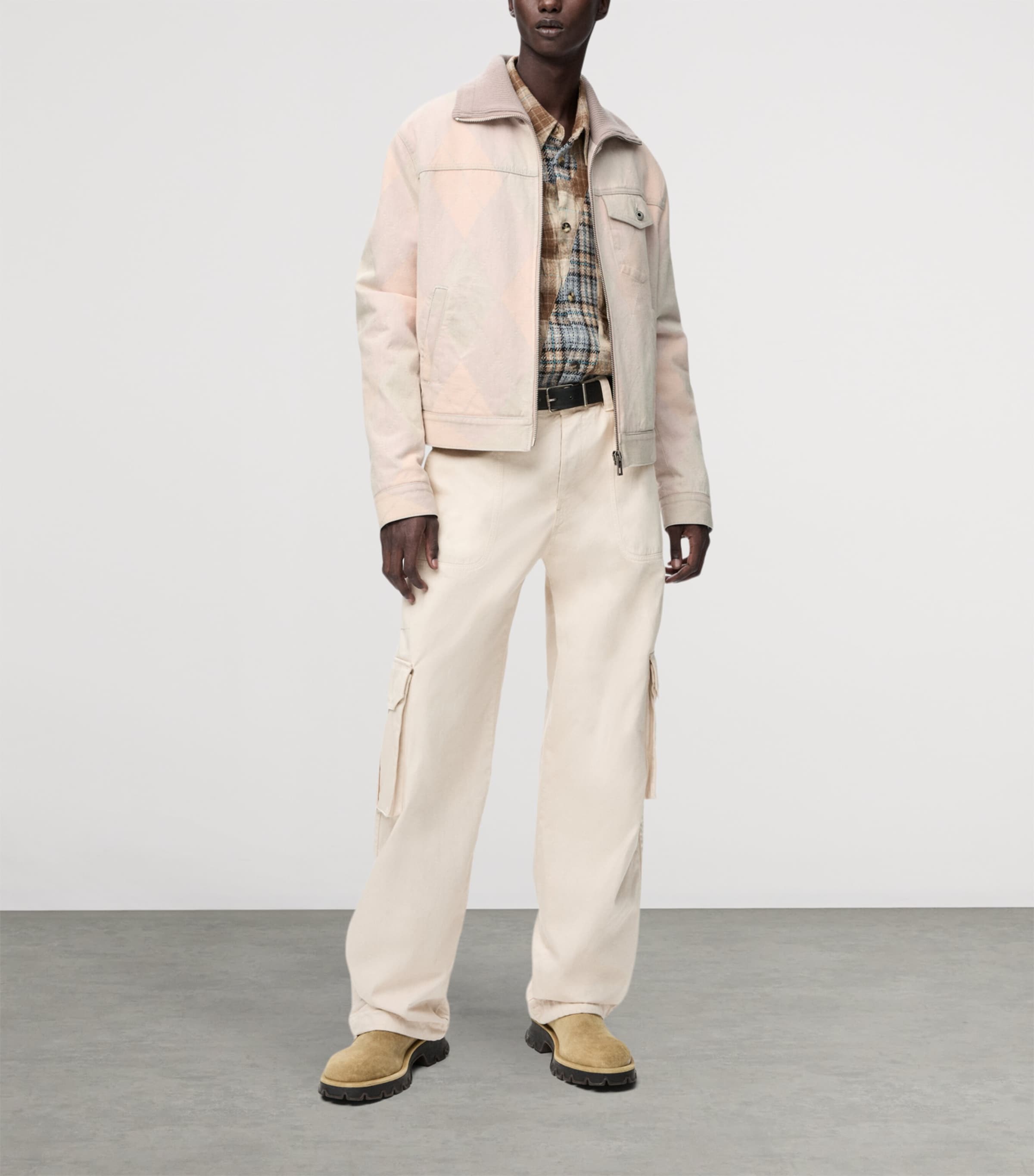 Argyle-Print Denim Jacket BEIGE Image 2