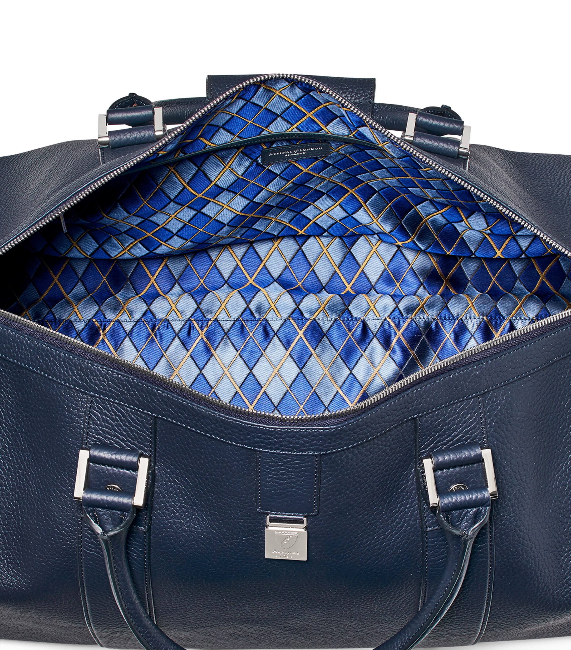 Leather Boston Holdall NAVY Image 4
