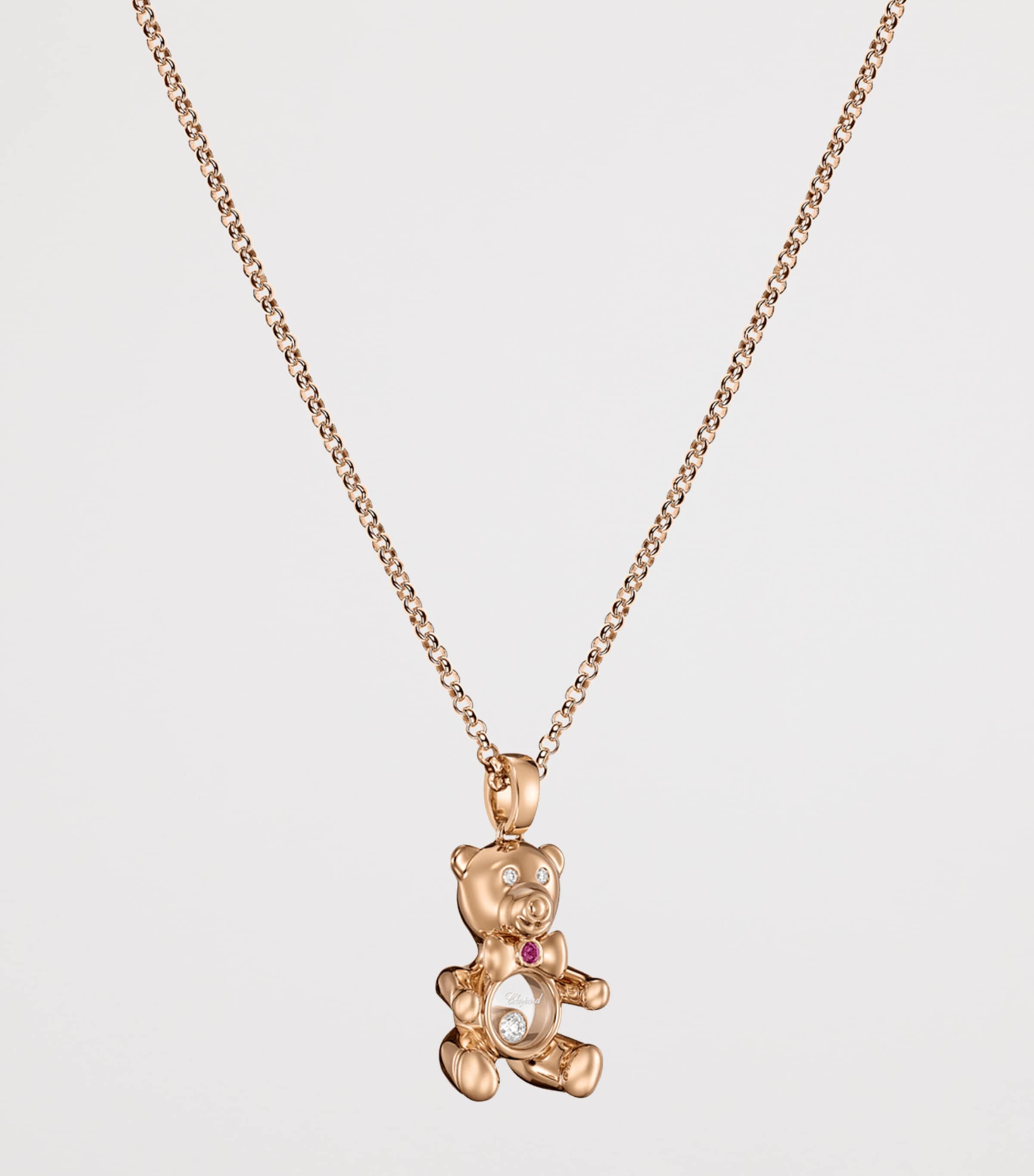 Rose Gold and Diamond Happy Diamonds Teddy Necklace 18K ROSE GOLD Image 3