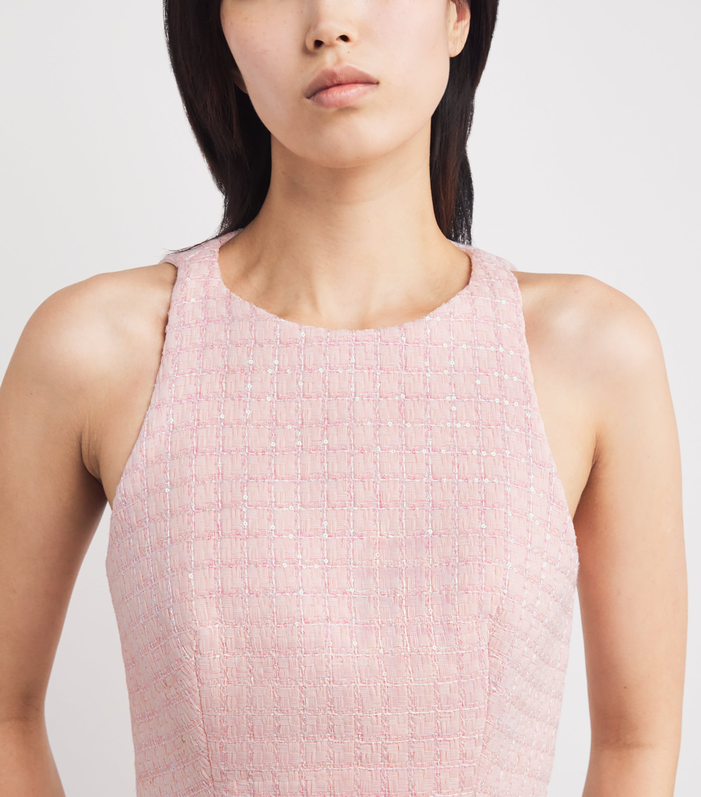 Tweed Sequinned Mini Dress PINK Image 6