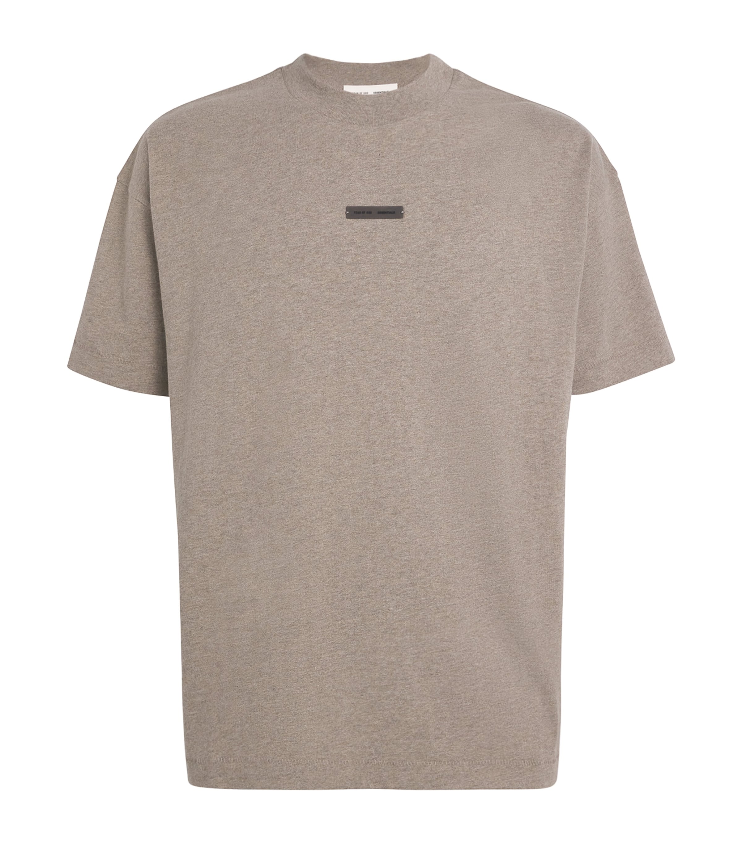 Essentials Cotton Marl Logo T-shirt In Gray