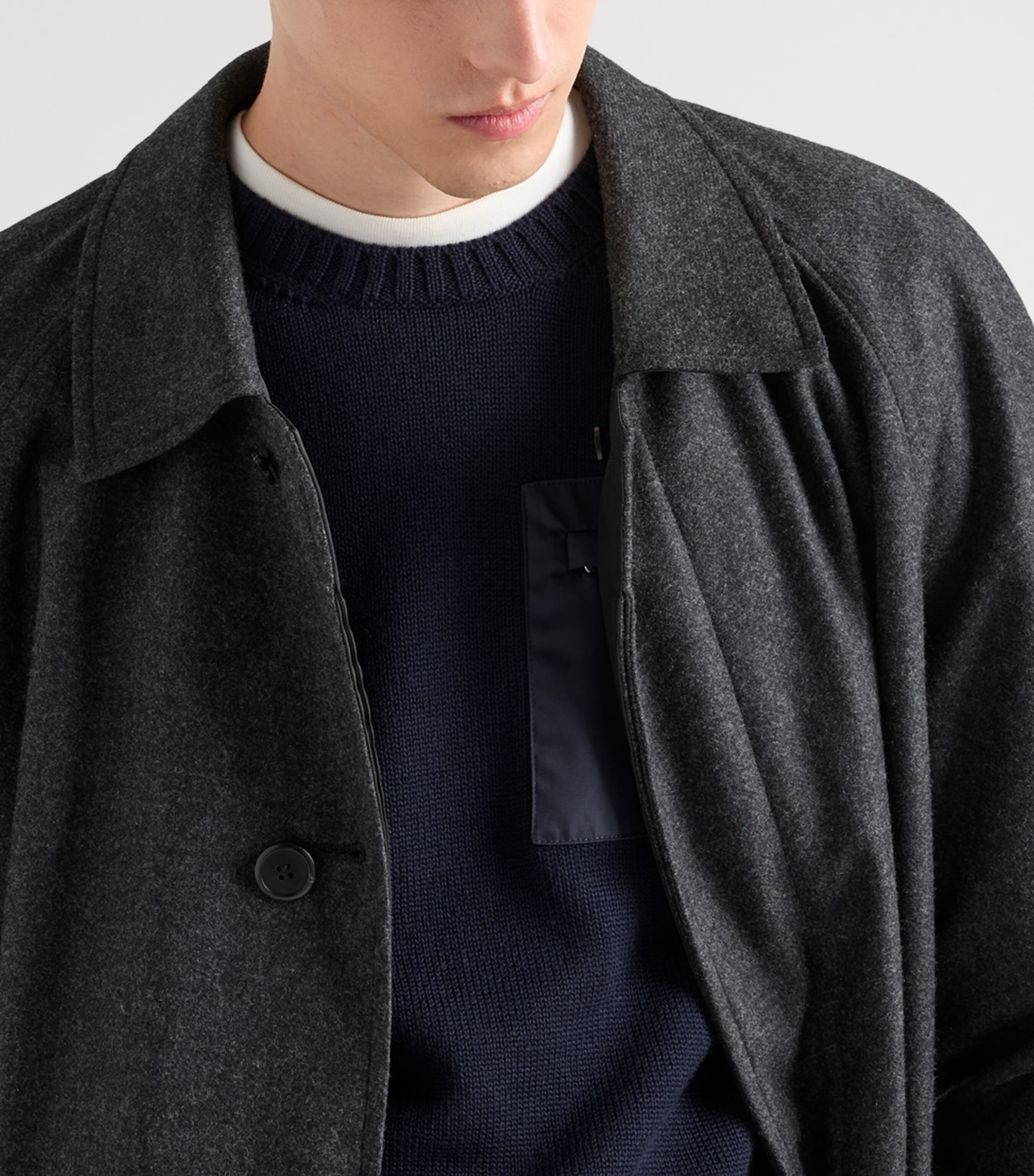 Prada Mens Wool Logo Sweater Blue Image 3