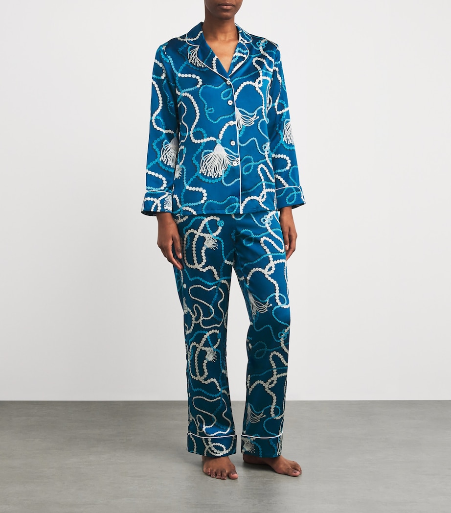 Silk Floral Lila Periwinkle Pyjama Set PERIWINKLE Image 2