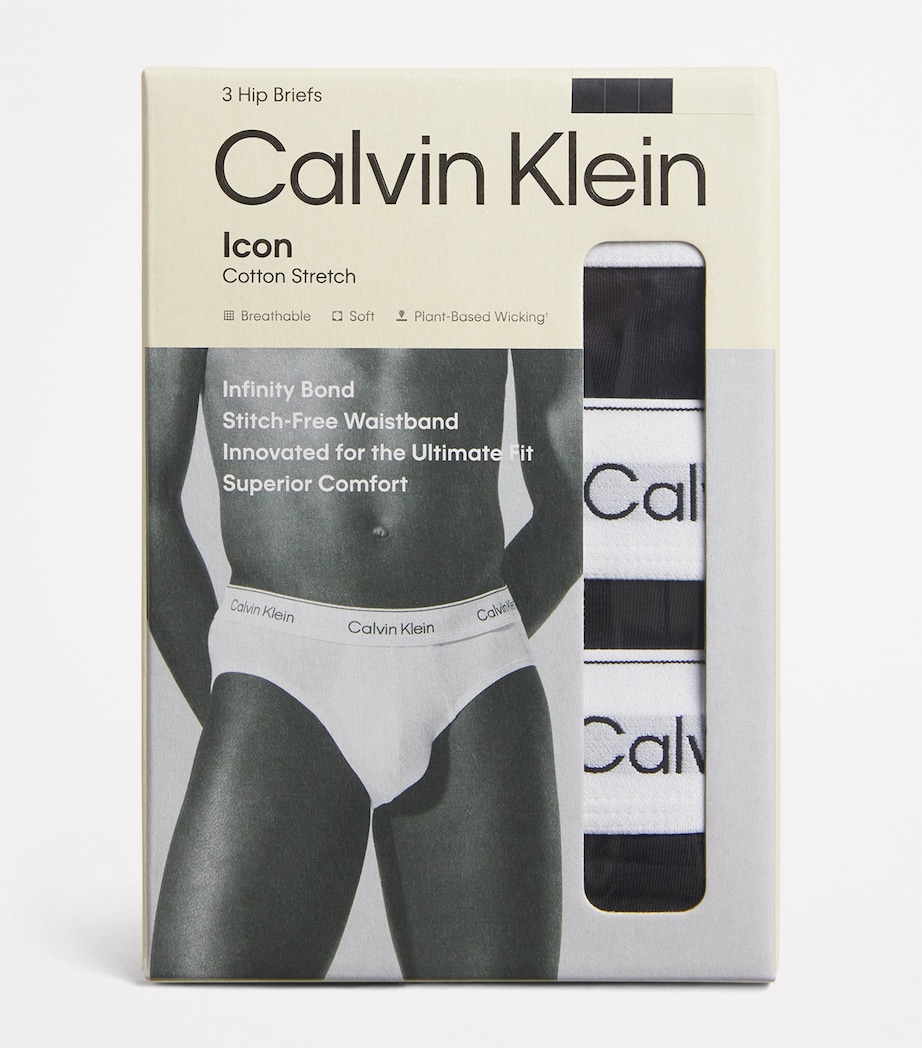Cotton Stretch Icon Hip Briefs (Pack of 3) UB1-BLACK Image 4