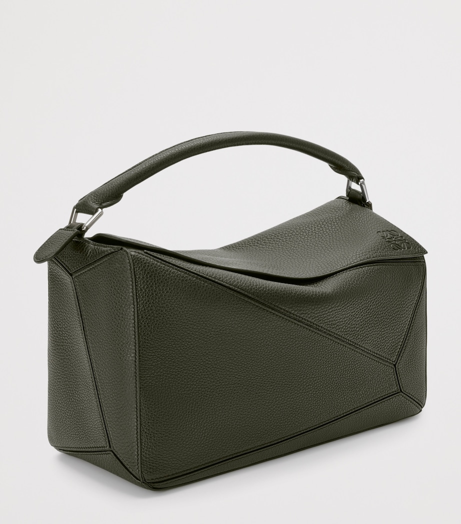 Large Leather Puzzle Top-Handle Bag DARK KHAKI Image 3