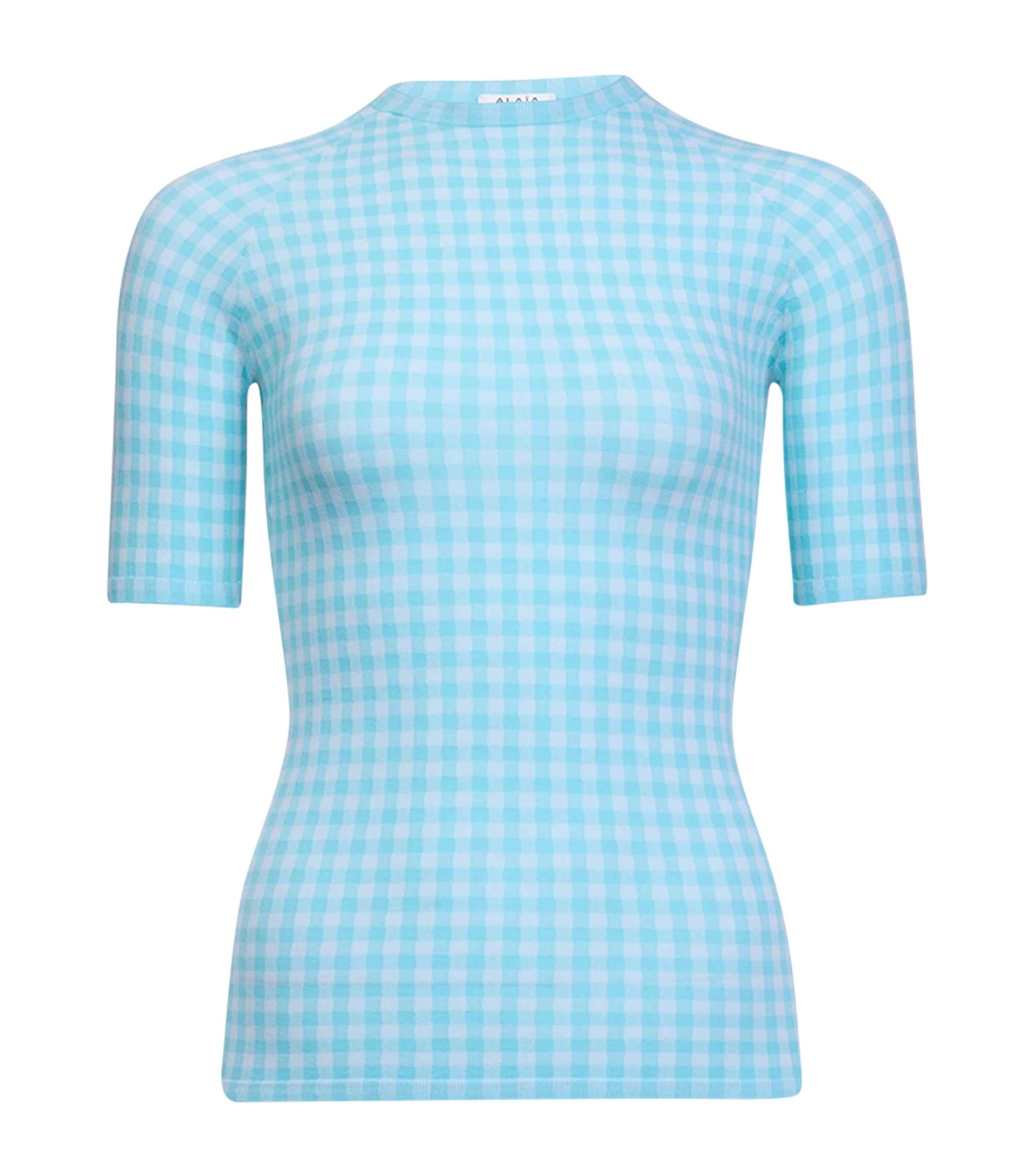 Alaïa Gingham Top In Blue