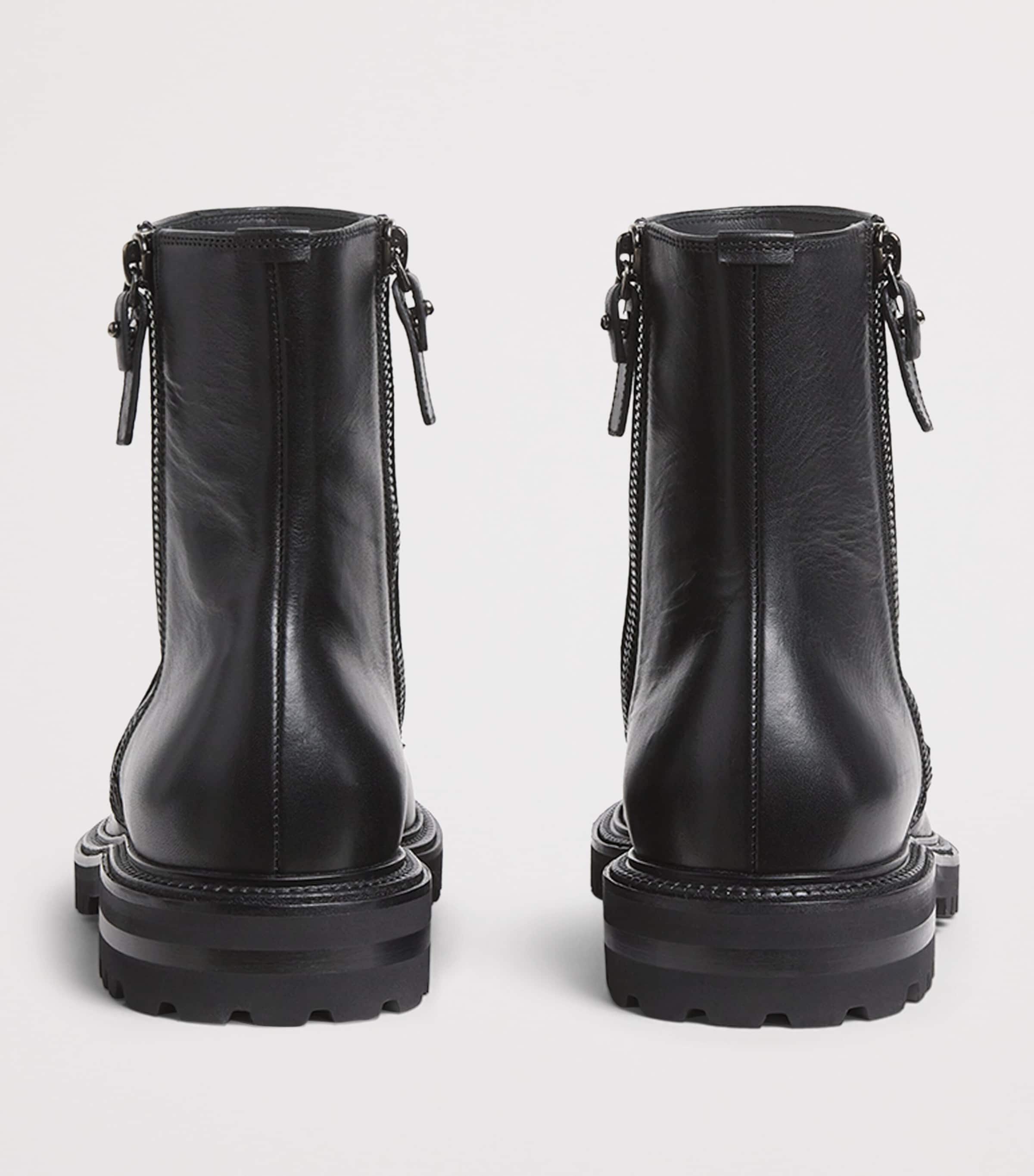 Giorgio Armani Black Leather Zip Ankle Boots | Harrods FR