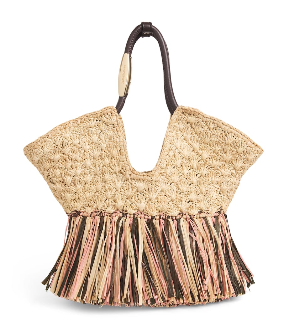 Raffia Fringed Goldentime Tote Bag NATURALNAT Image 1