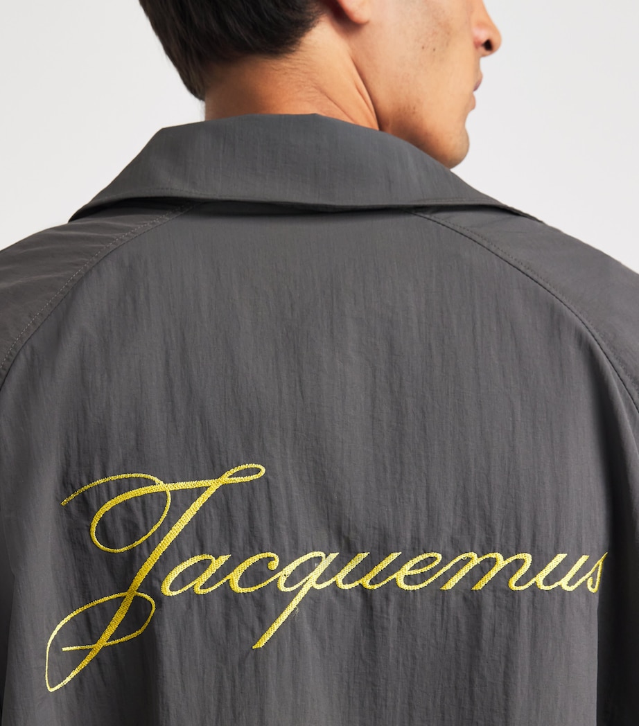 Jacquemus Mens Embroidered Initial Windbreaker Jacket Dark Grey Image 3