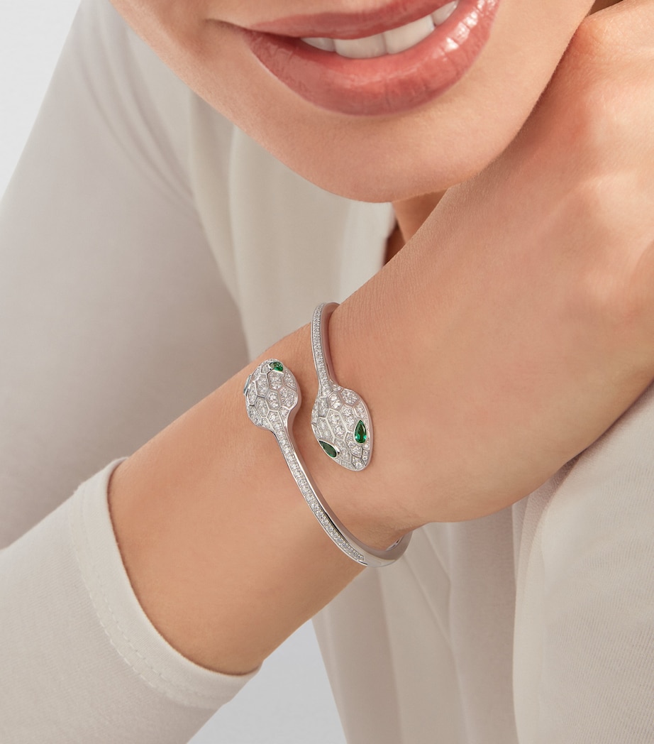 Bvlgari White Gold, Diamond and Emerald Serpenti Bangle White Gold Image 3
