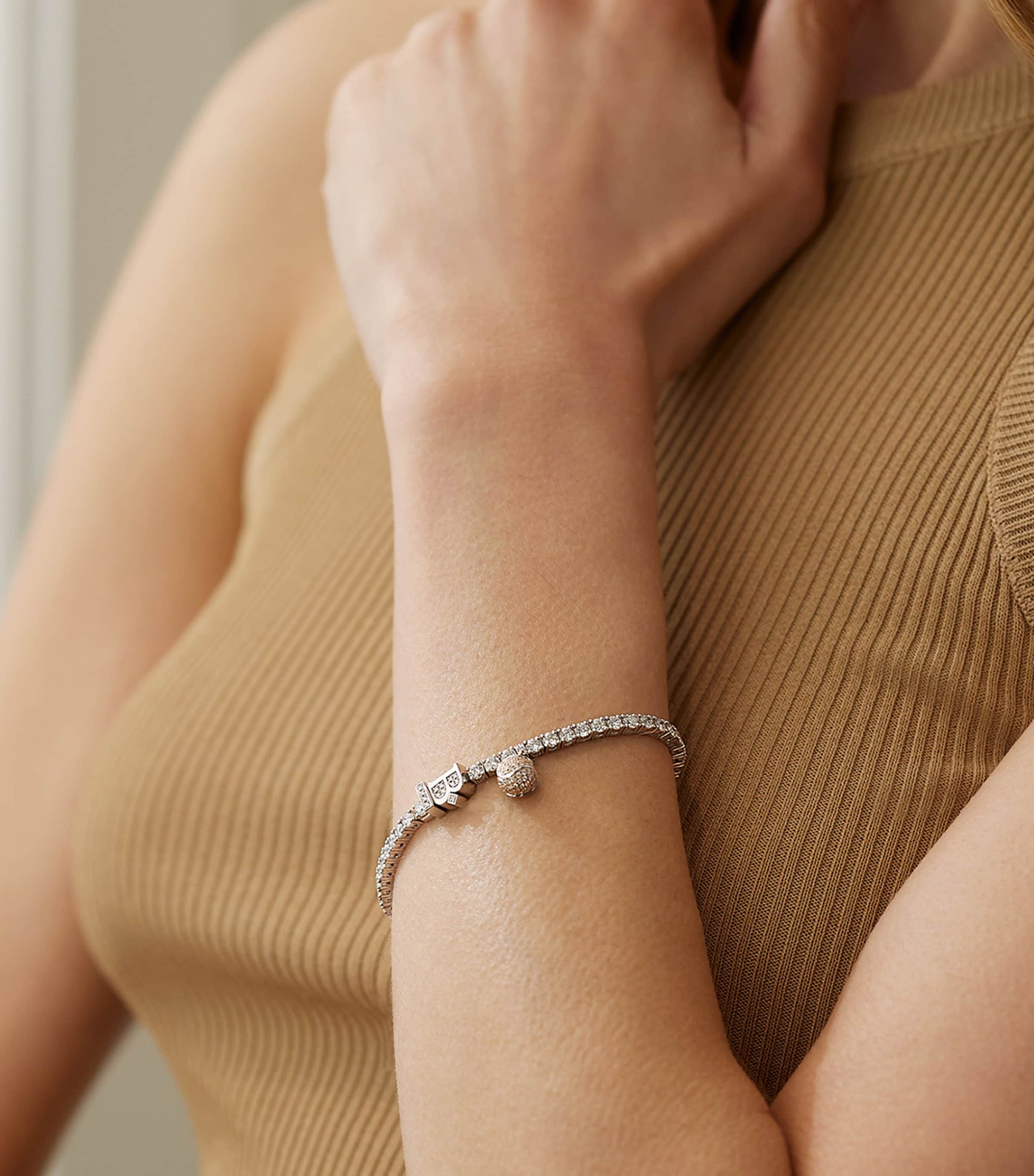 Platinum, Mixed Gold and Diamond Classic Tennis Bracelet PLATINUM Image 4