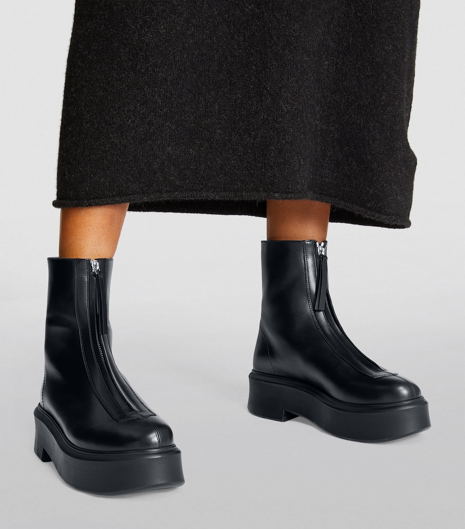 Zipped Leather Ankle Boots 50 BLACK Image 7
