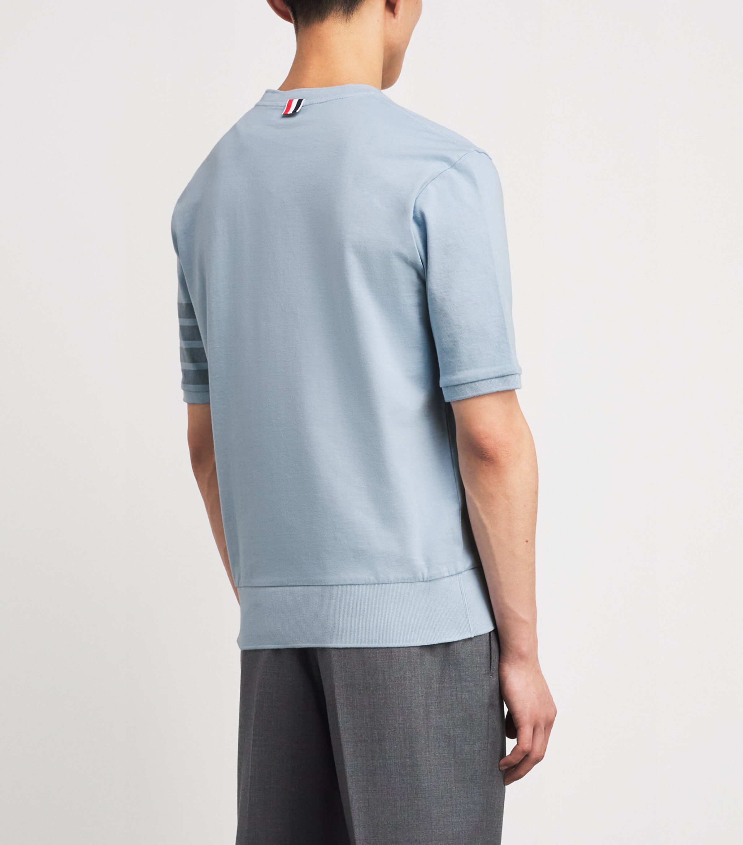 Thom Browne Mens Cotton 4-Bar T-Shirt Light Blue Image 5