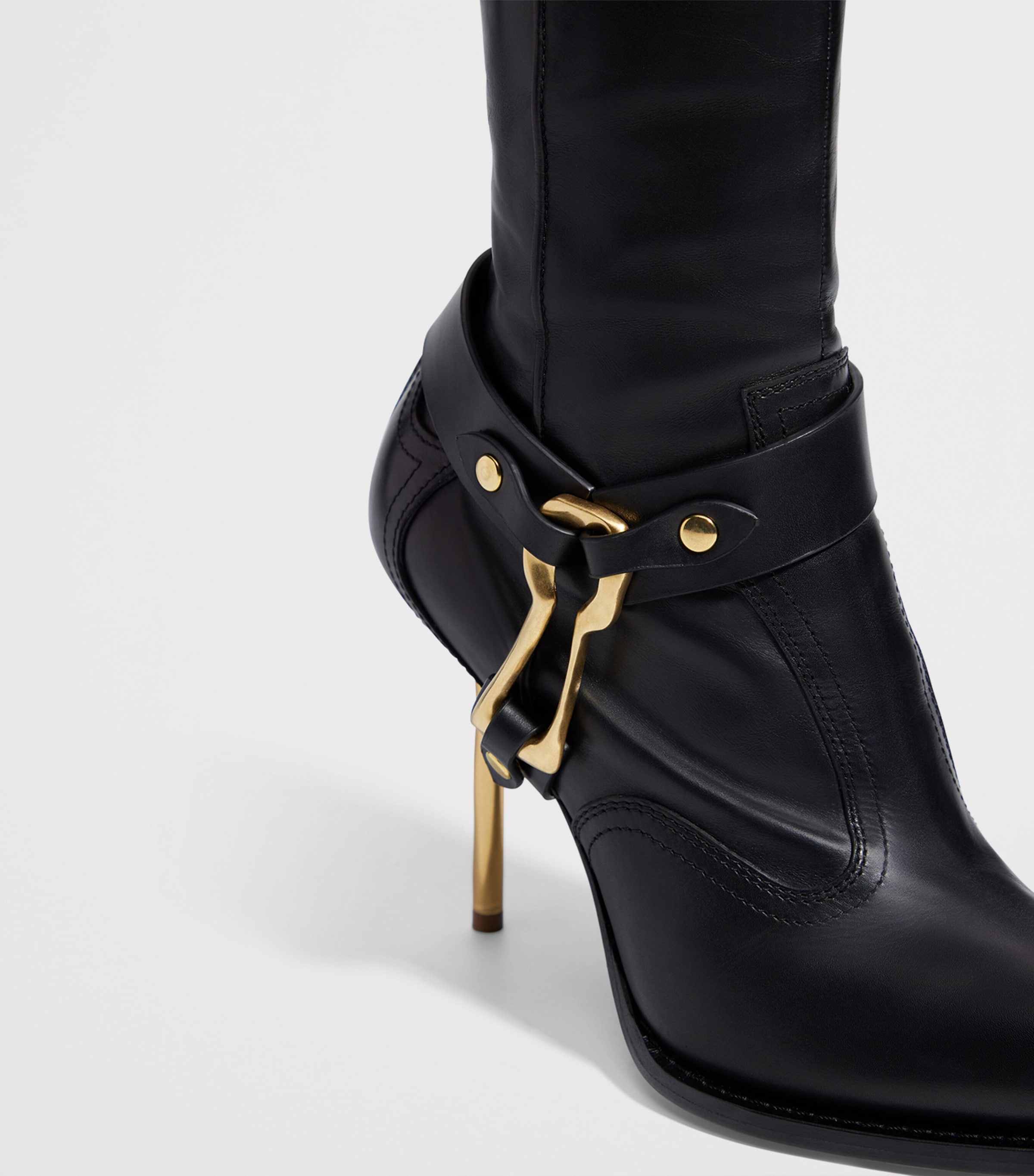 Leather Keyhole Ankle Boots 95 999 BLACK Image 7