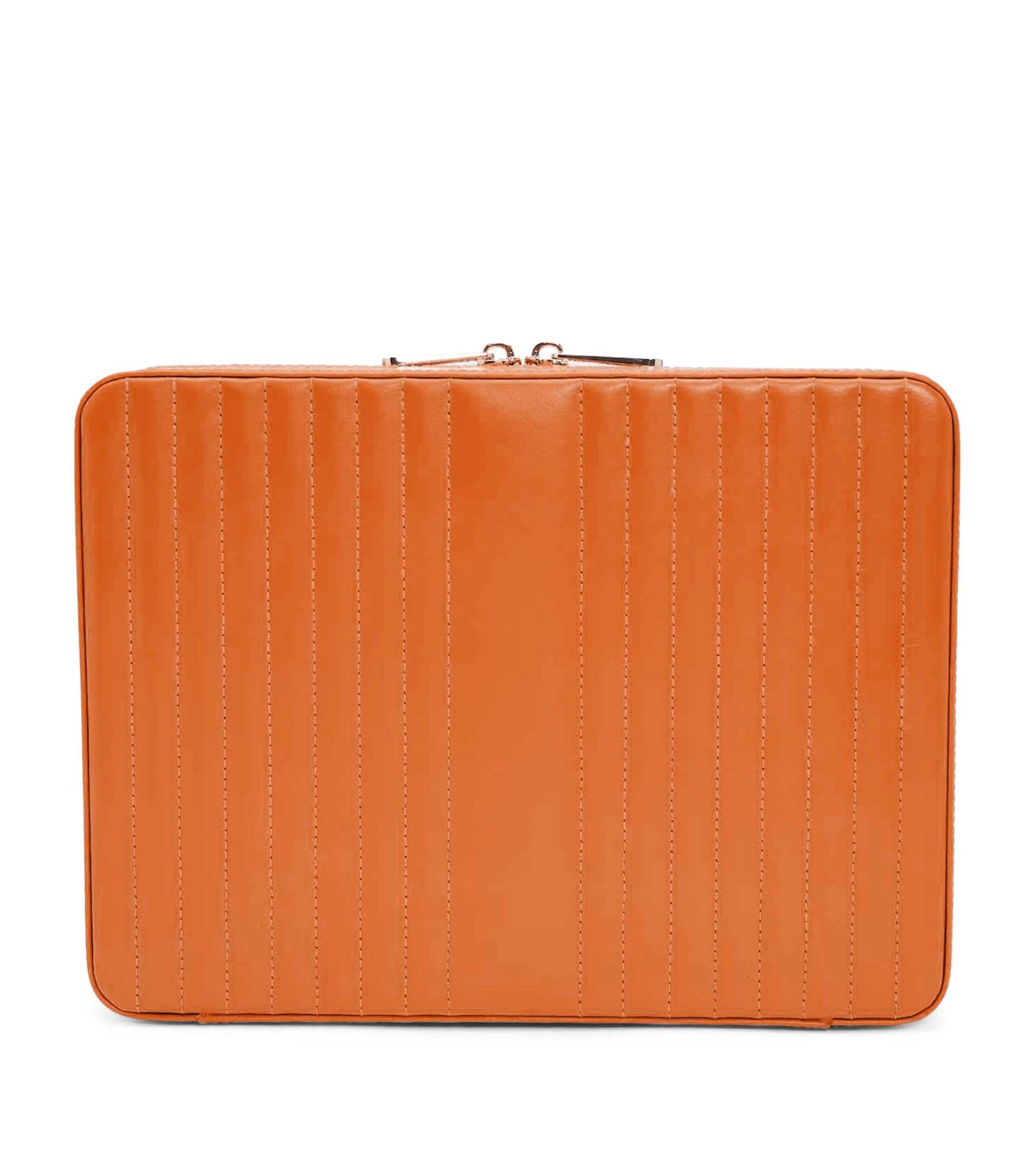 WOLF Large Leather Maria Jewellery Case Tangerine Image 2