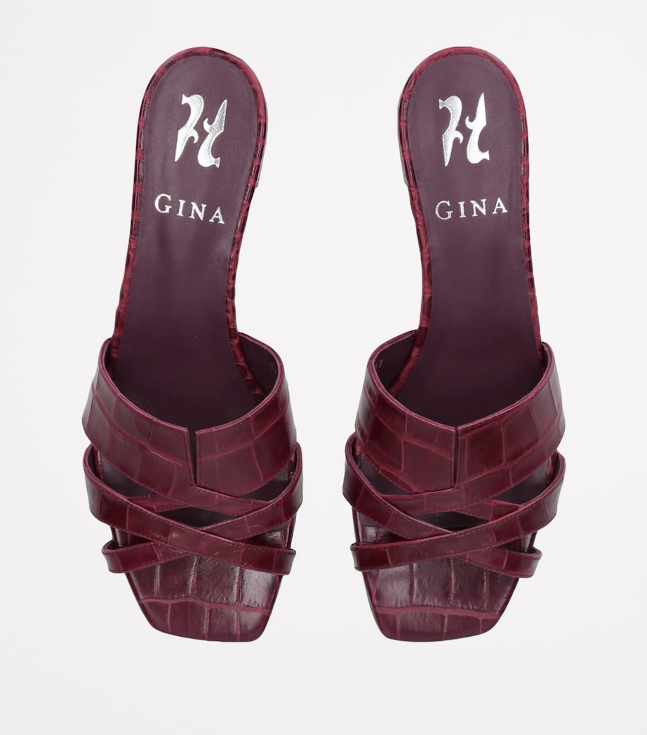 Leather Croc-Embossed Montreaux Heeled Mules 35 RED Image 4