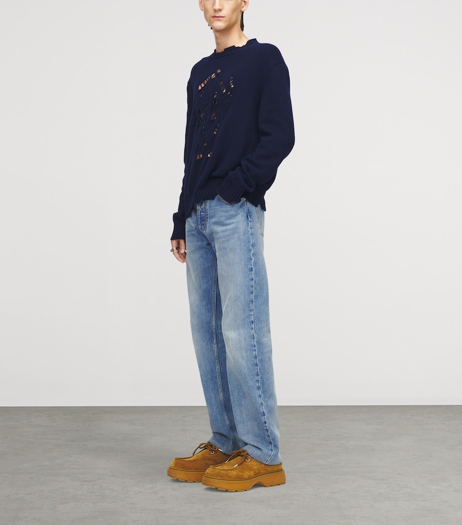 Cotton Distressed Skull Sweater 4100 Image 3