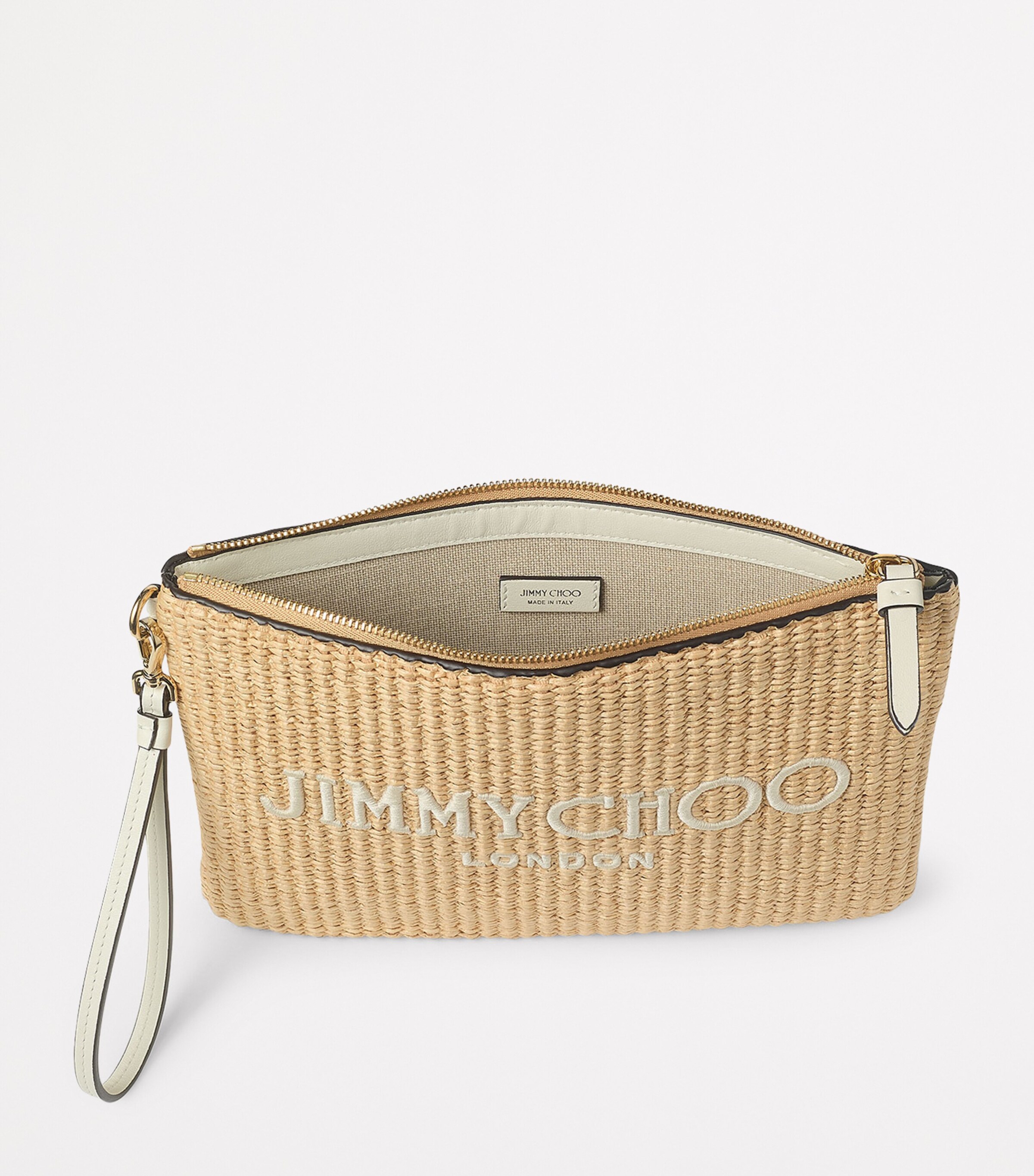Raffia Zip-Up Pouch NATURAL/LATTE Image 5