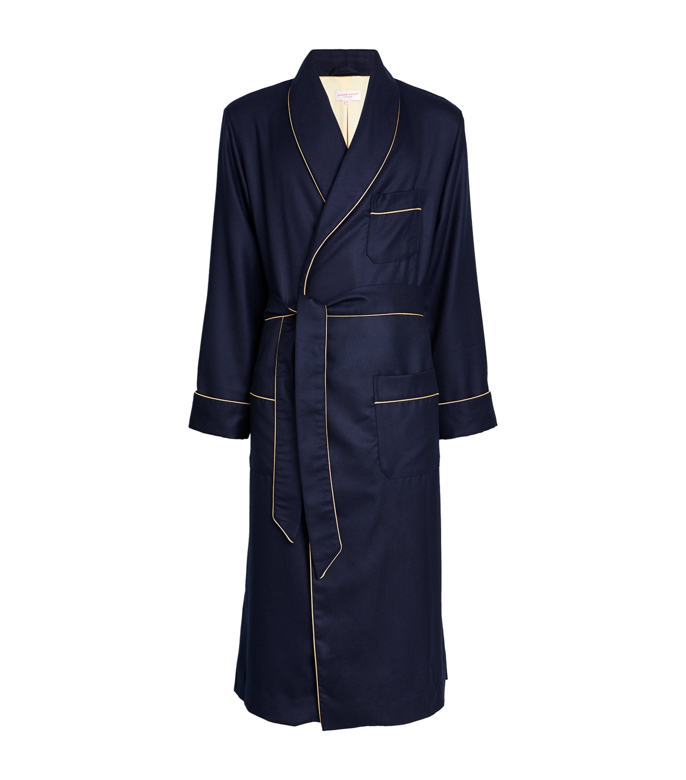 Derek Rose Cashmere-Silk Piped Robe | Men Clothing | Nightwear | Dressing Gowns | Designers | Derek Rose