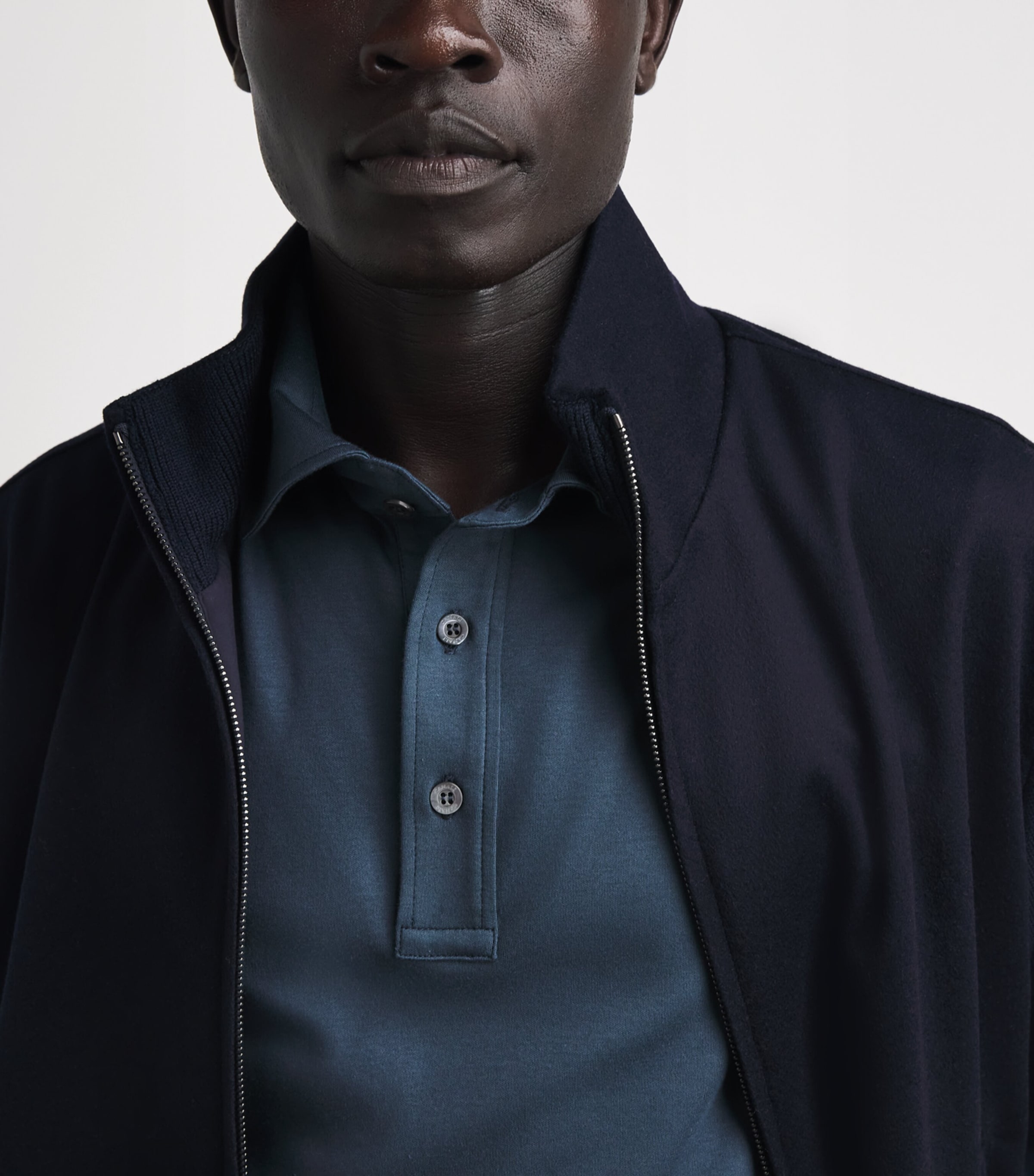 Canali Mens Cotton Polo Shirt Navy Image 3