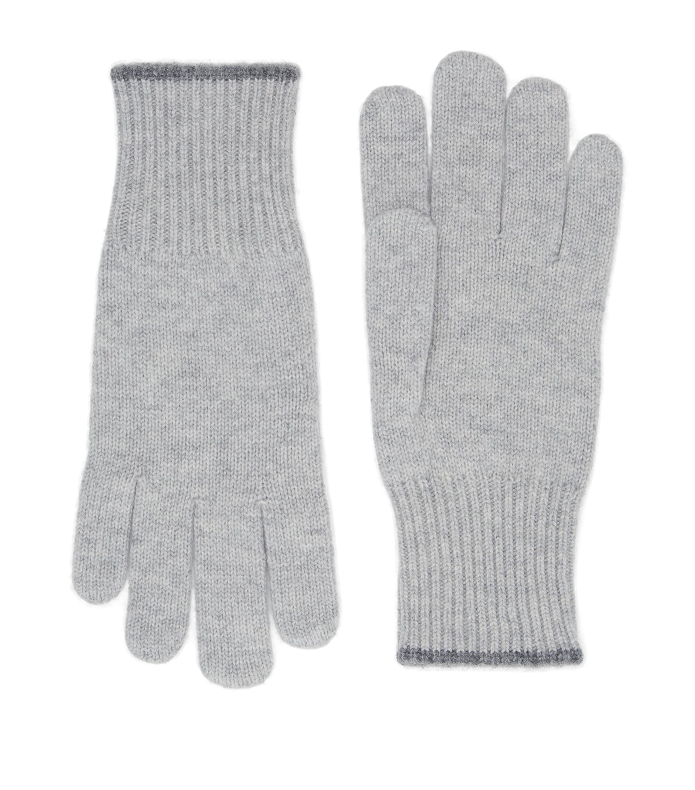 Brunello Cucinelli Knitted Cashmere Gloves In Grey