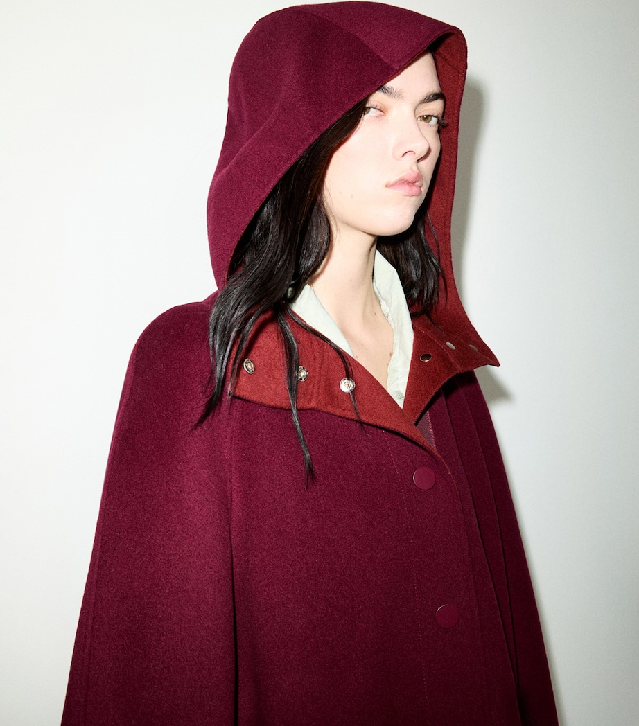 MAX&Co. Womens Wool Hooded Coat Bordeaux Image 5