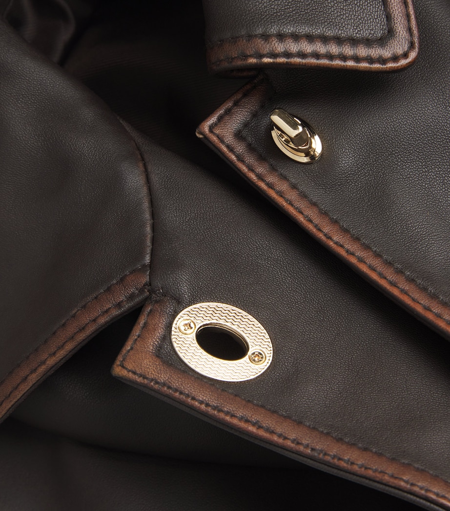 Leather Turn-Lock Jacket DARK BROWN Image 5