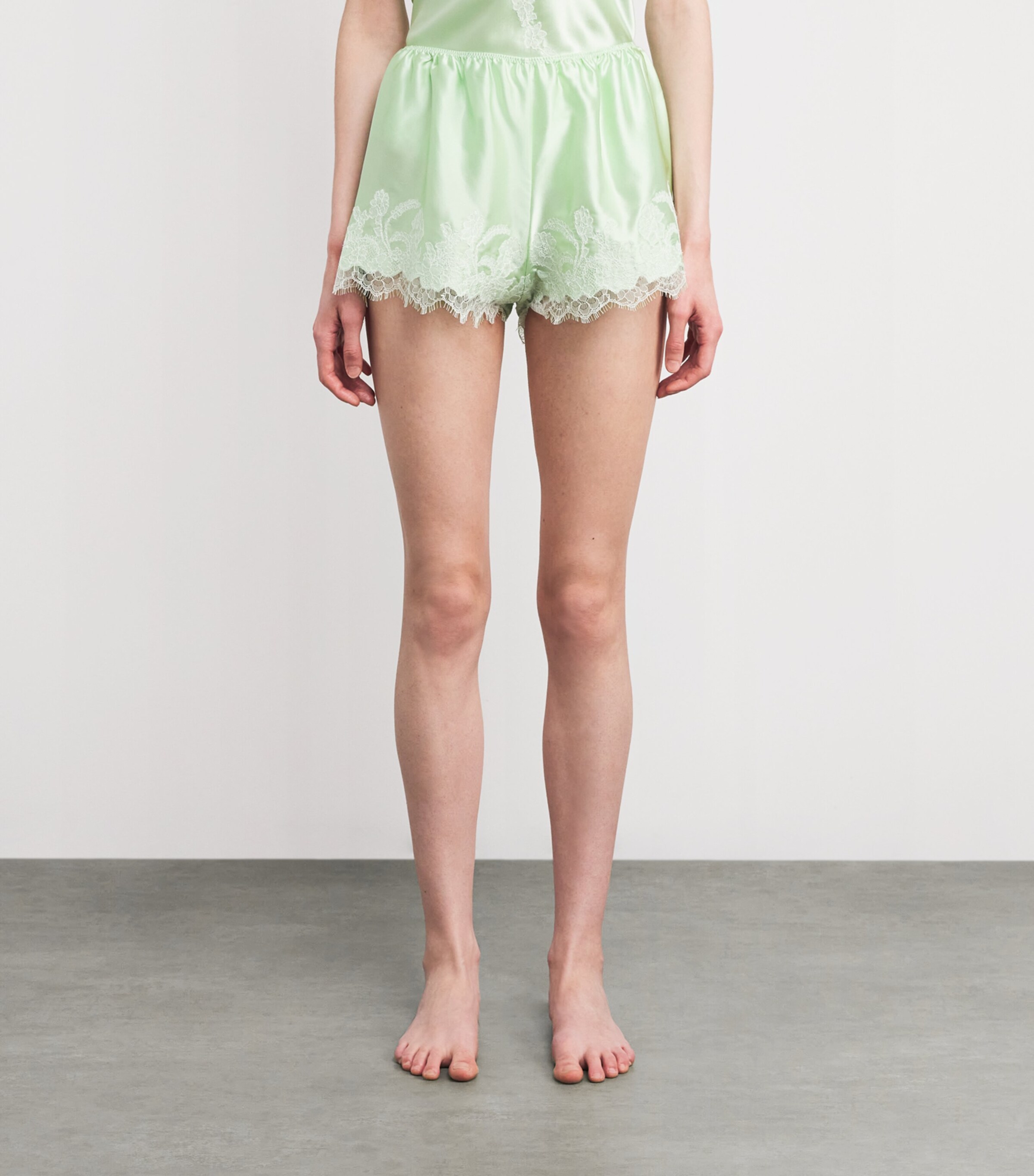 Silk Lace Pyjama Shorts PEPPERMINT/WHITE Image 3