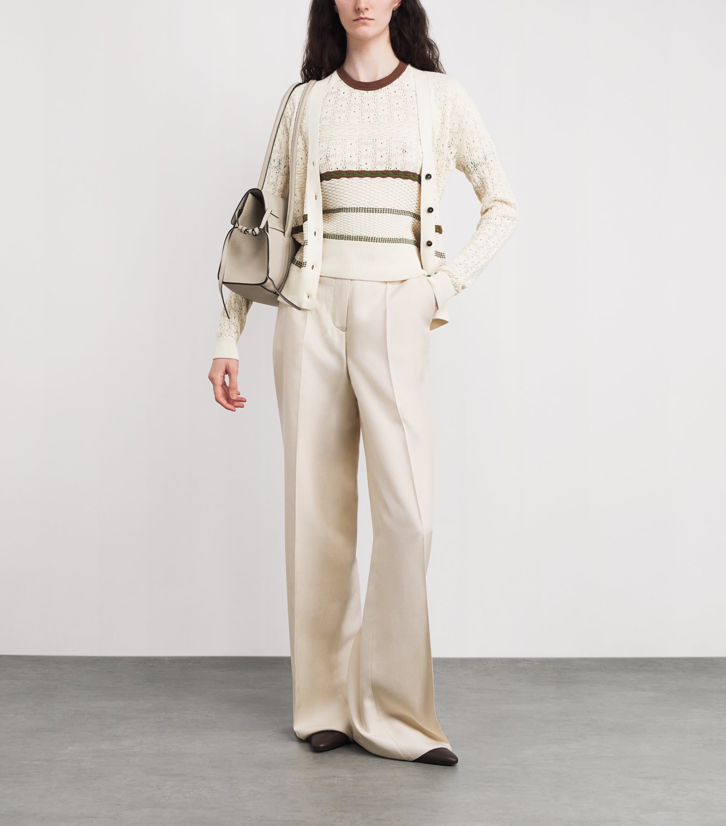 Cotton Knitted Stripe T-Shirt BTG180 BUT/TOB/GRN Image 2