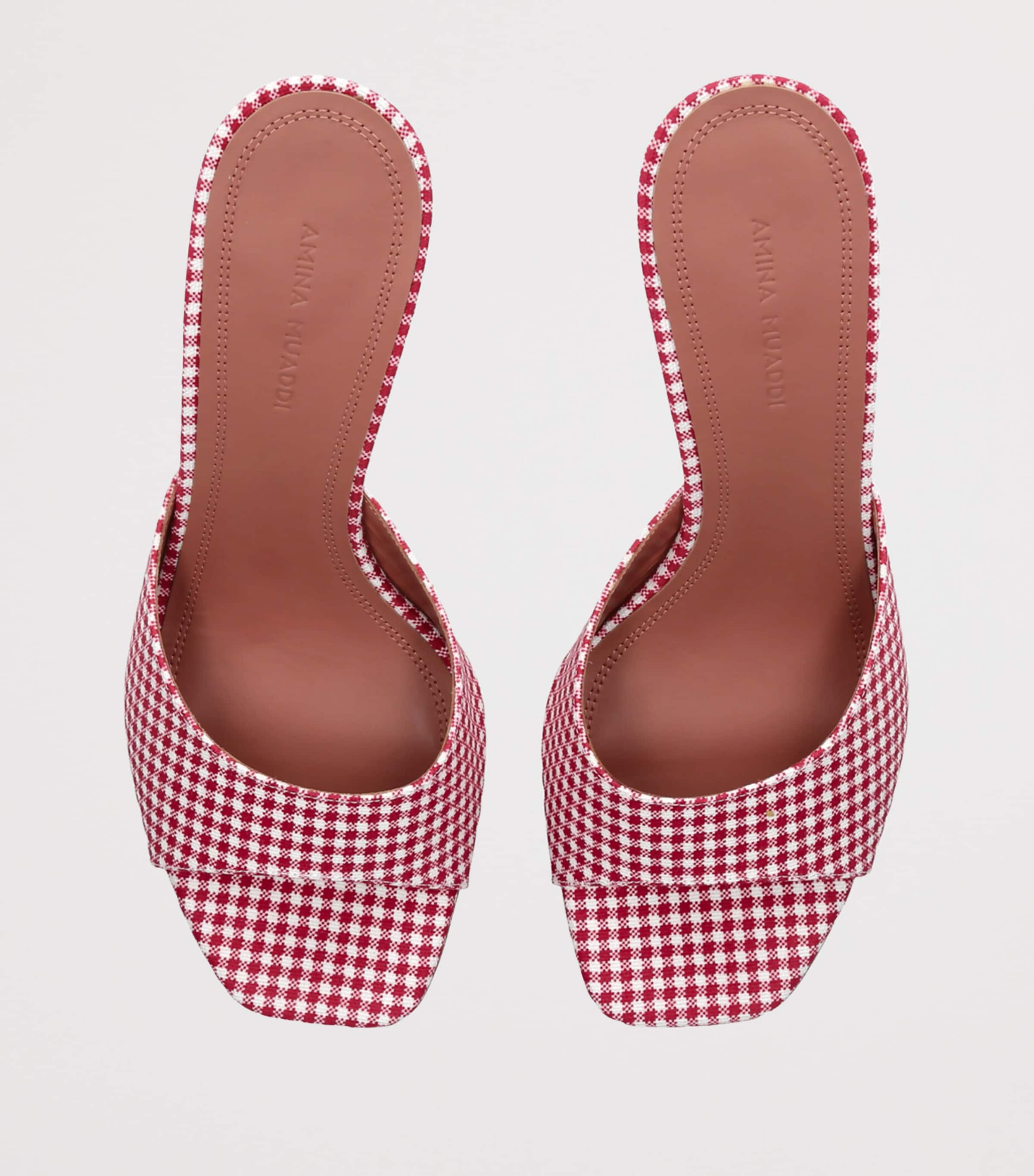 Amina Muaddi Houndstooth Lupita Mules 70 White/red Image 4
